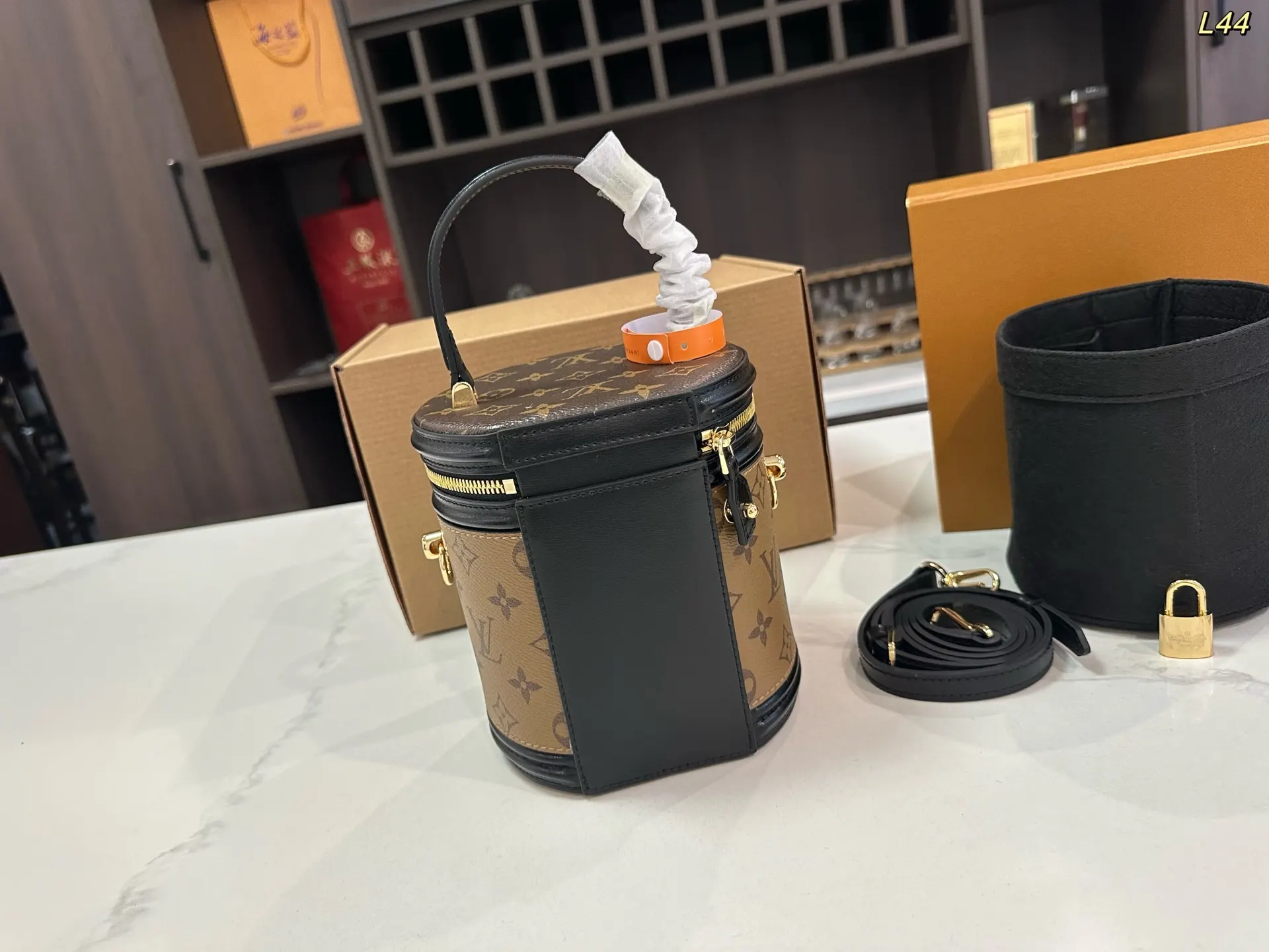 LV 老花 拼色 帆布 手提包 通勤手提款