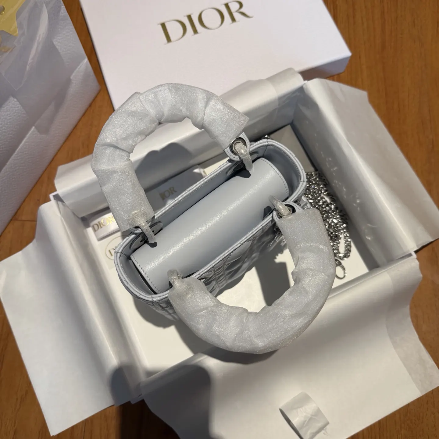 Dior Lady 藍色 羊皮 鏈條包 精致鏈條款
