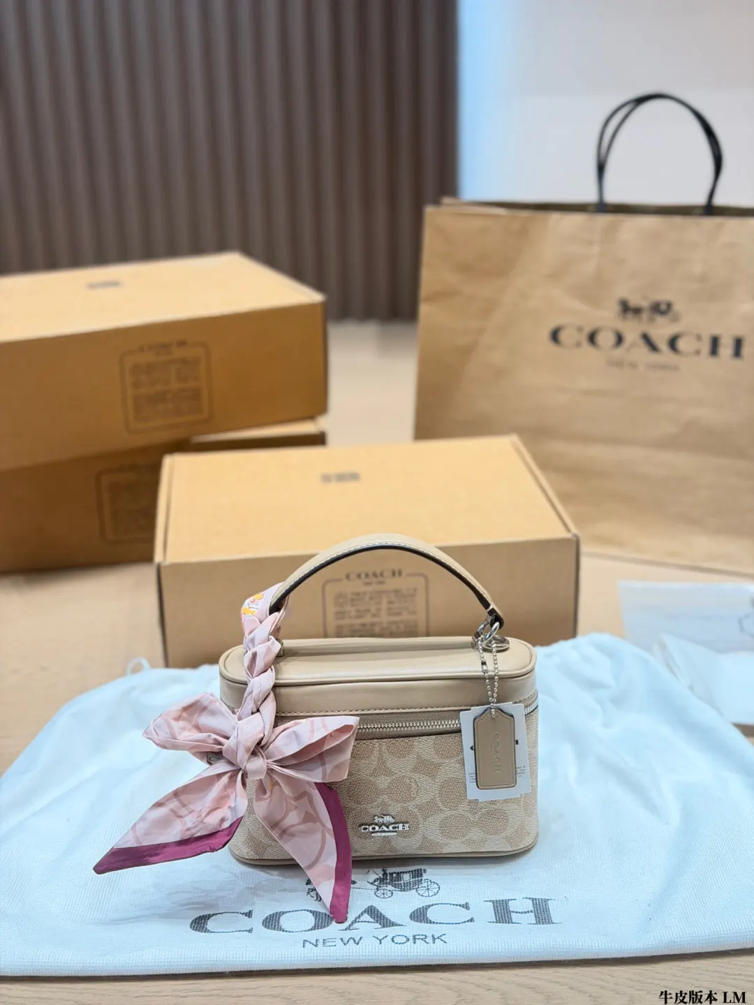 Coach 棕色 老花 牛皮 鏈條包 精致鏈條款