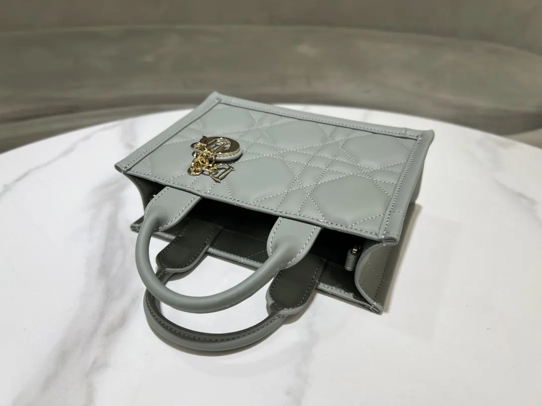 Dior Book Tote Gray Leather Tote Bag