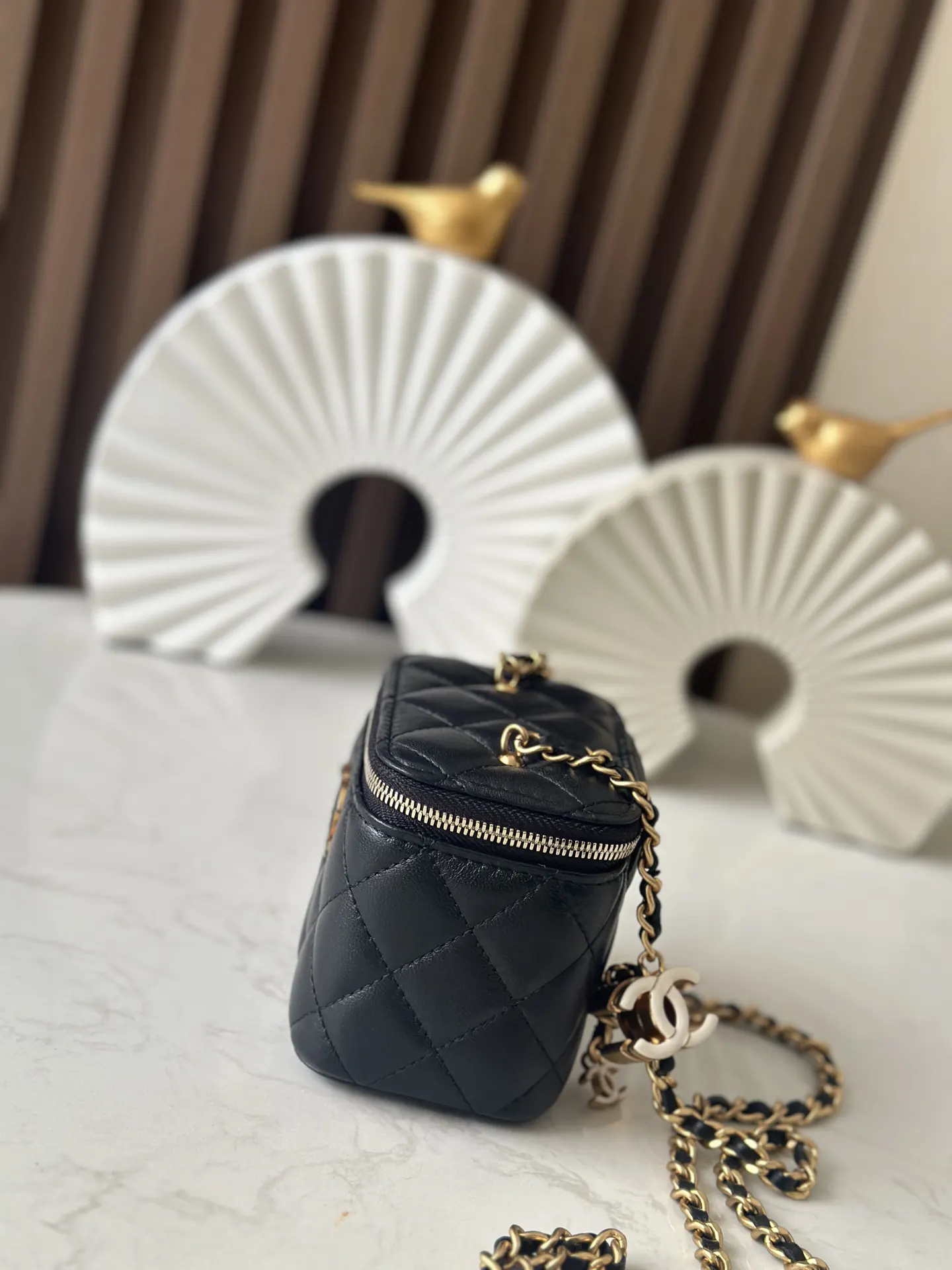 Chanel Sheepskin Chain Cosmetic Bag Shoulder and Crossbody Wear