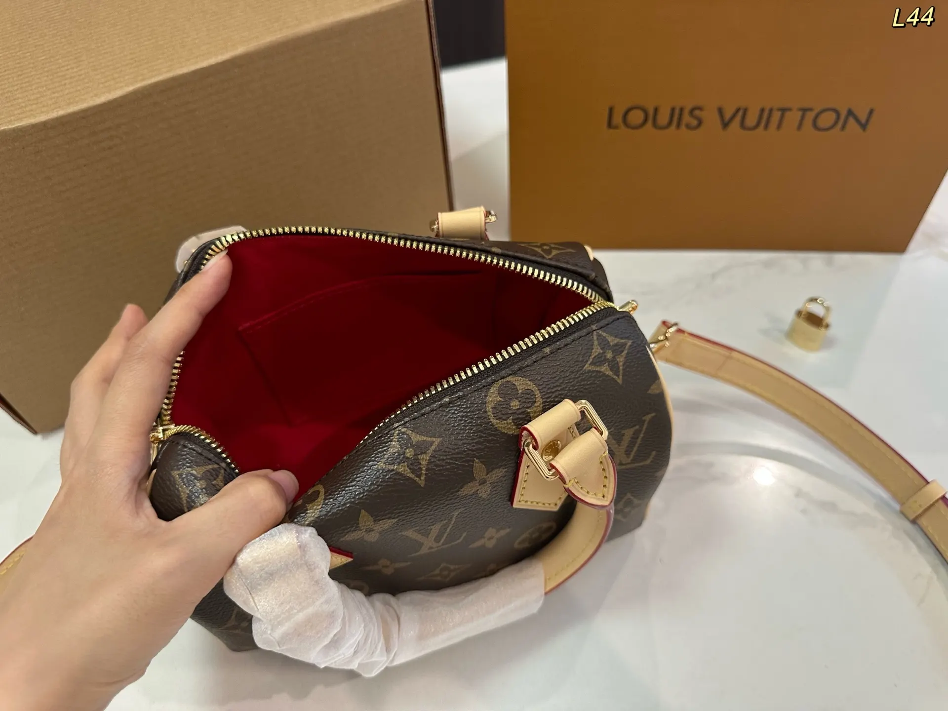 Louis Vuitton Gold Monogram Crossbody Bag Lightweight Leather