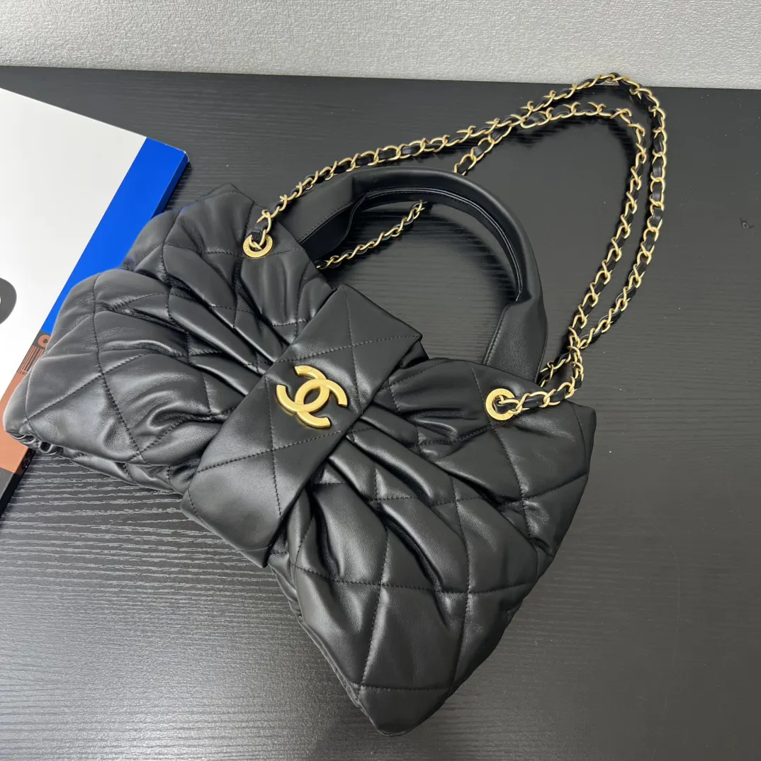 Chanel Black Top Handle Bag Leather