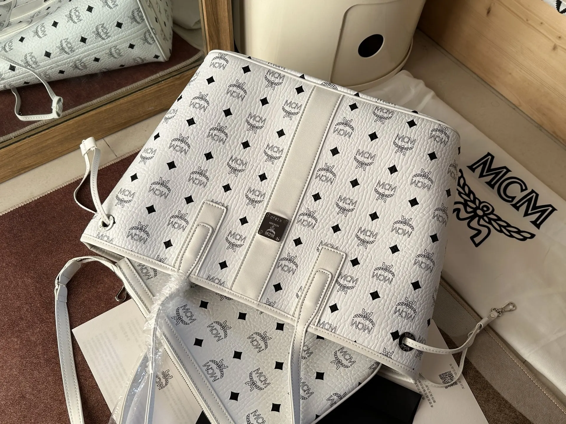 White Tote Bag Leather