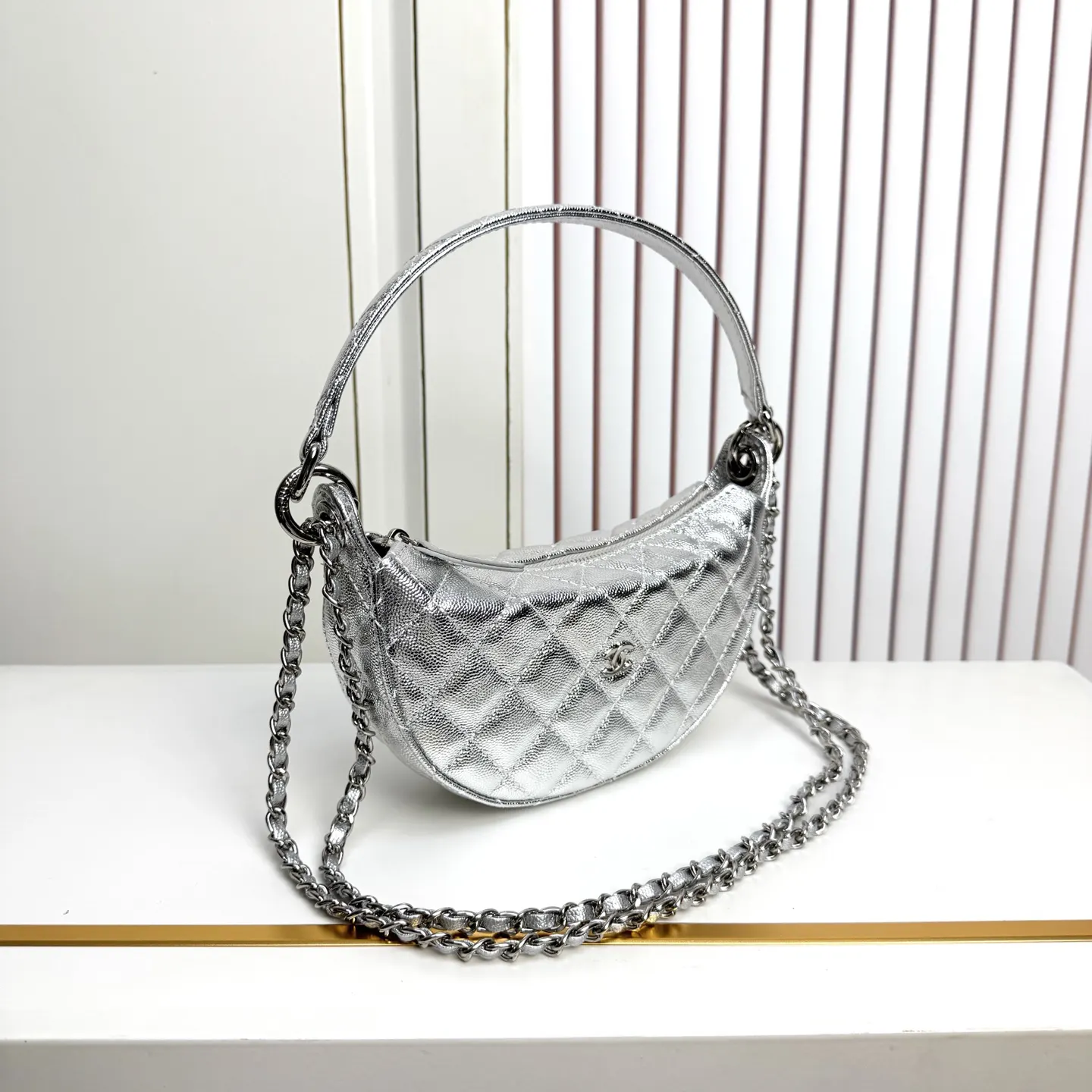 Silver Crossbody Bag Lightweight Versatile