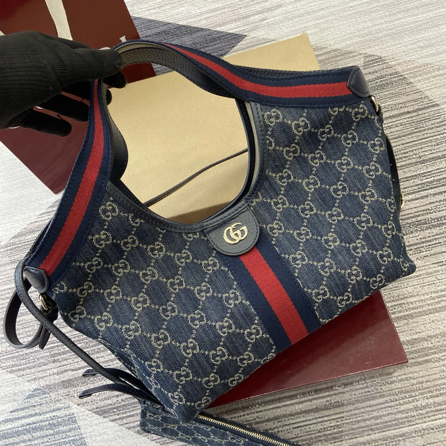 Gucci 藍色 牛仔 手提包 通勤手提款