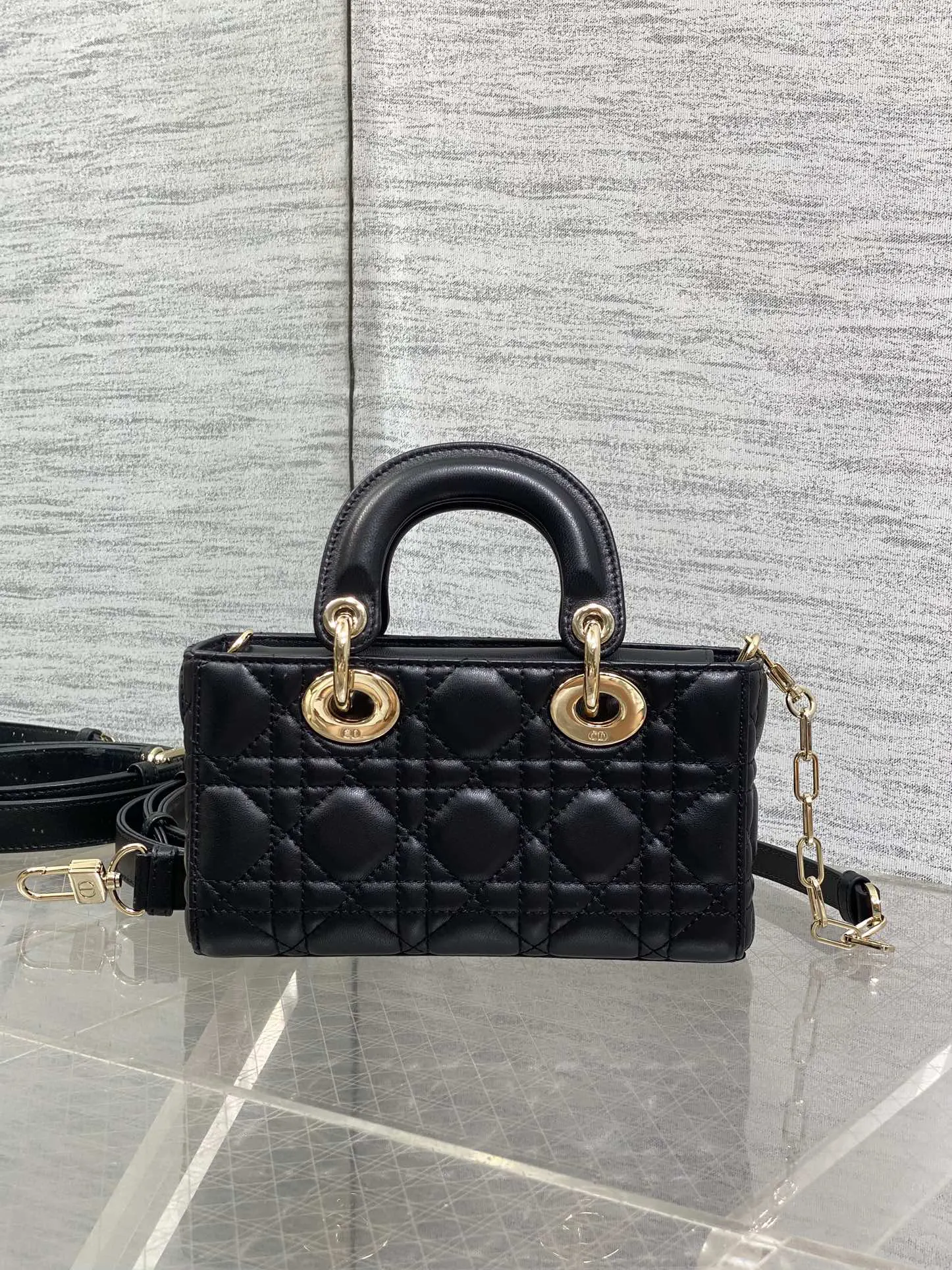 Dior D Joy 黑色羊皮手袋 手提斜挎 通勤