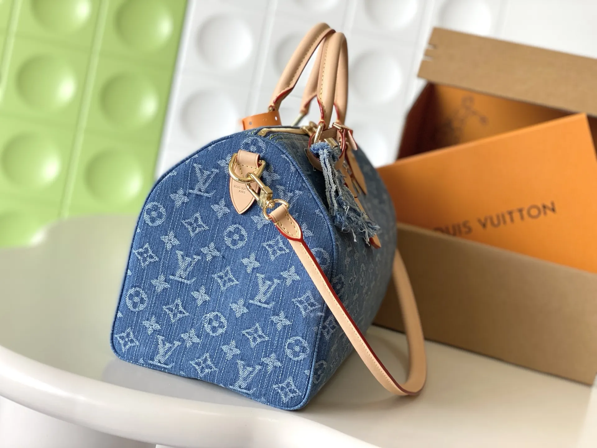 LV Speedy 牛仔 丹宁 Mo收納包 旅行收納款