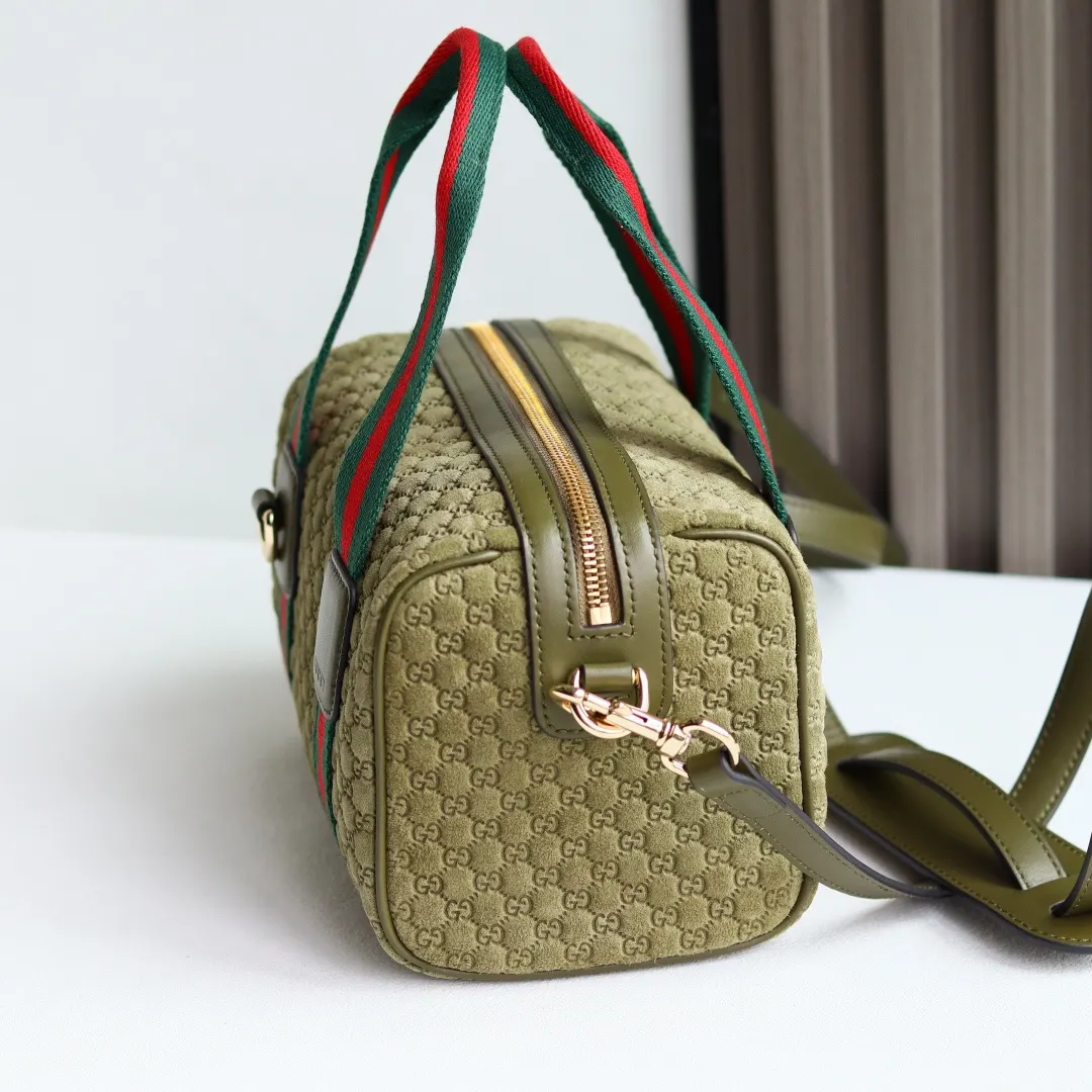Gucci 棕色 金色 丹宁 旅行袋 大容量旅行款