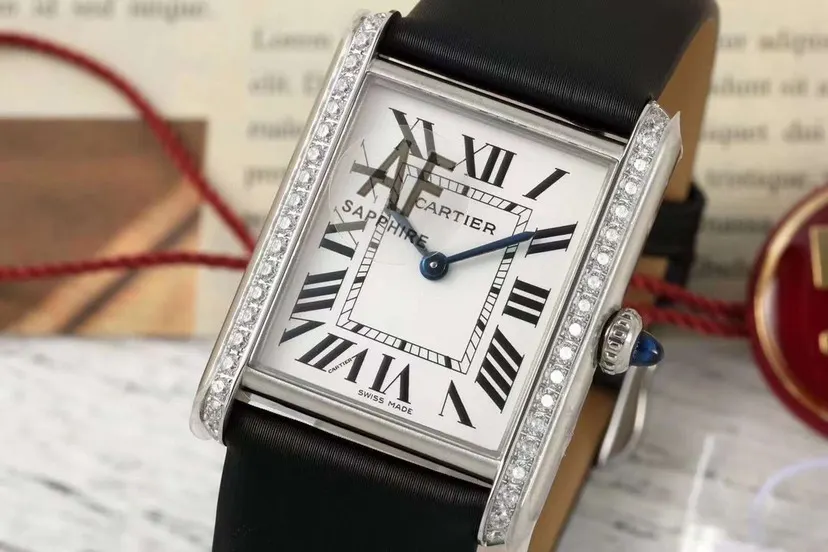 Cartier 白色 藍色 牛皮 手錶 經典腕表款