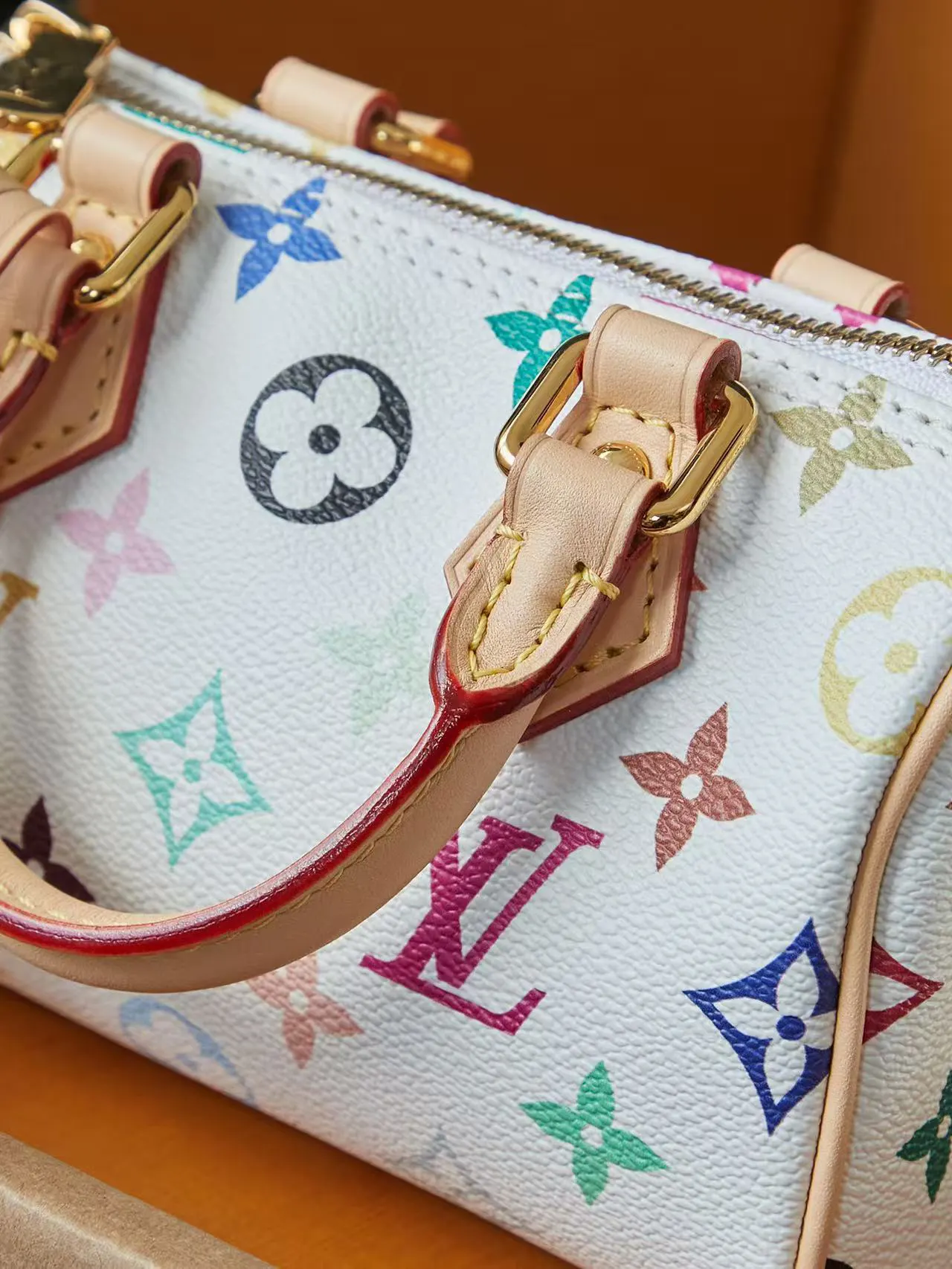LV 白色彩色老花Speedy手袋 彩绘款 | ORBUYBAG 嵐奢包