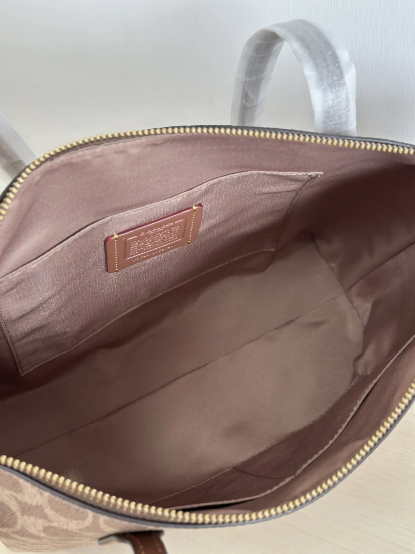 Coach 焦糖色 老花 牛皮 托特包 大容量托特款
