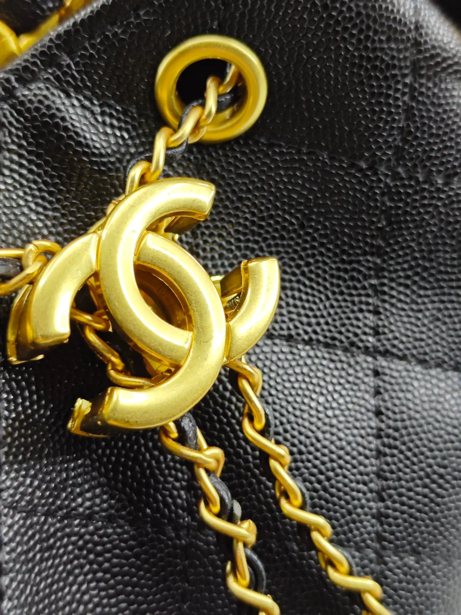 Chanel Black Hobo Shoulder Bag Vintage Leather