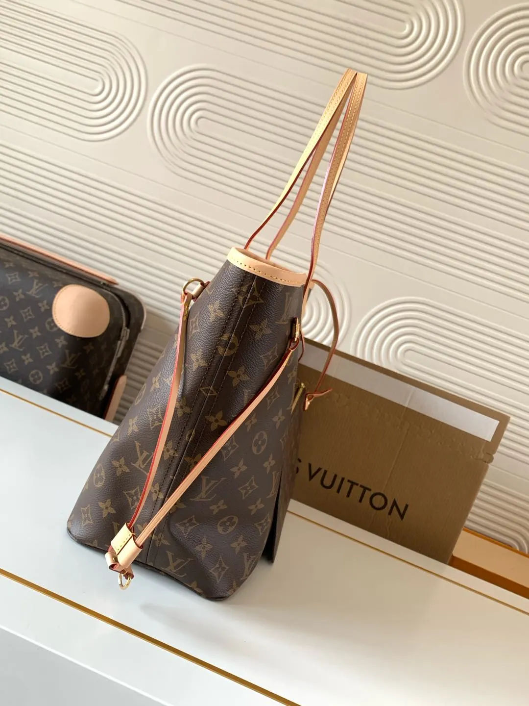 Neverfull 老花 牛皮 托特包 大容量托特款