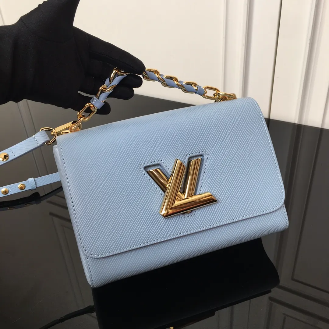 LV 蓝色 皮革 链条包 精致链条款