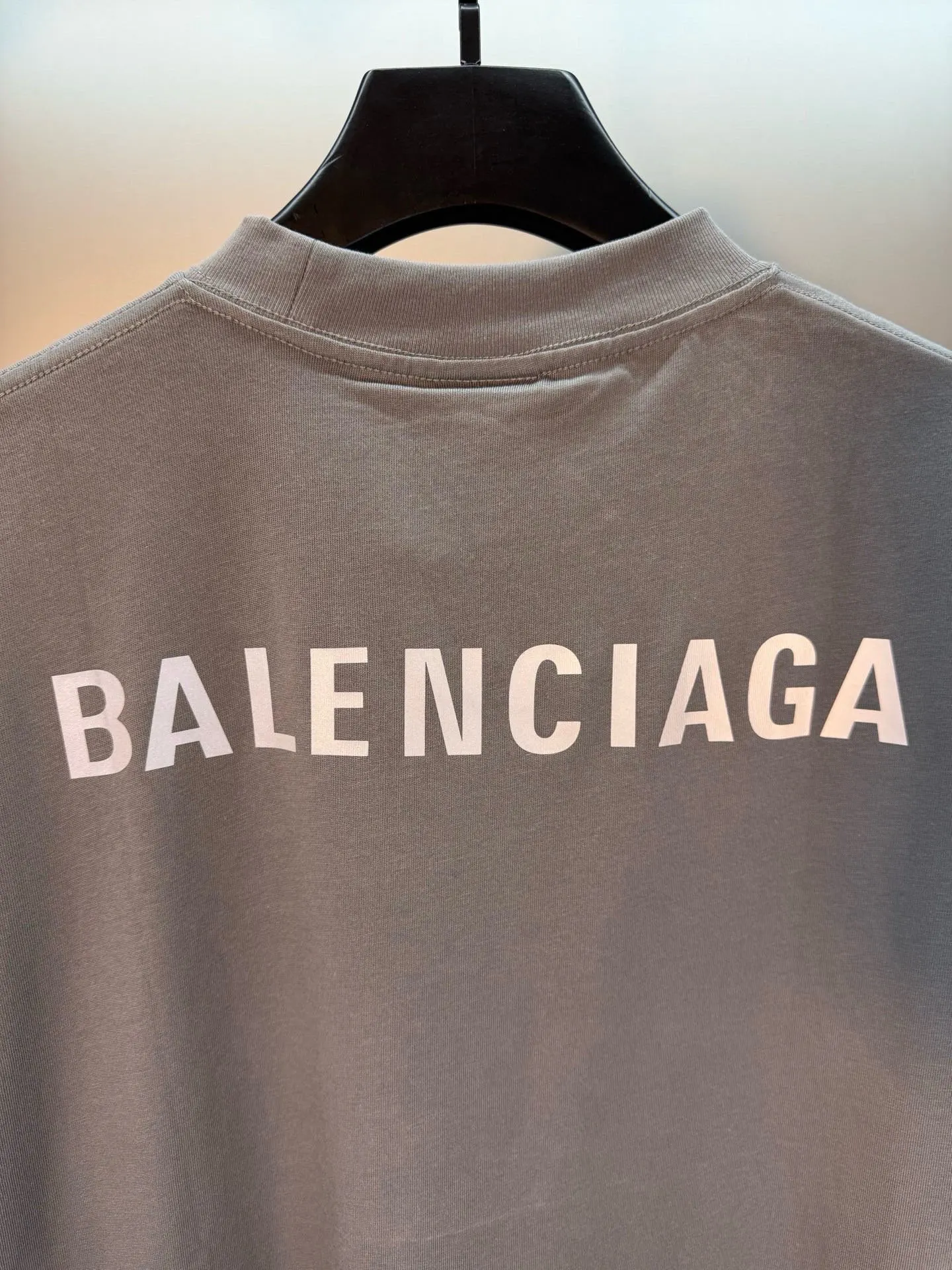 Balenciaga Gray Cotton Logo Short Sleeve T-Shirt Street
