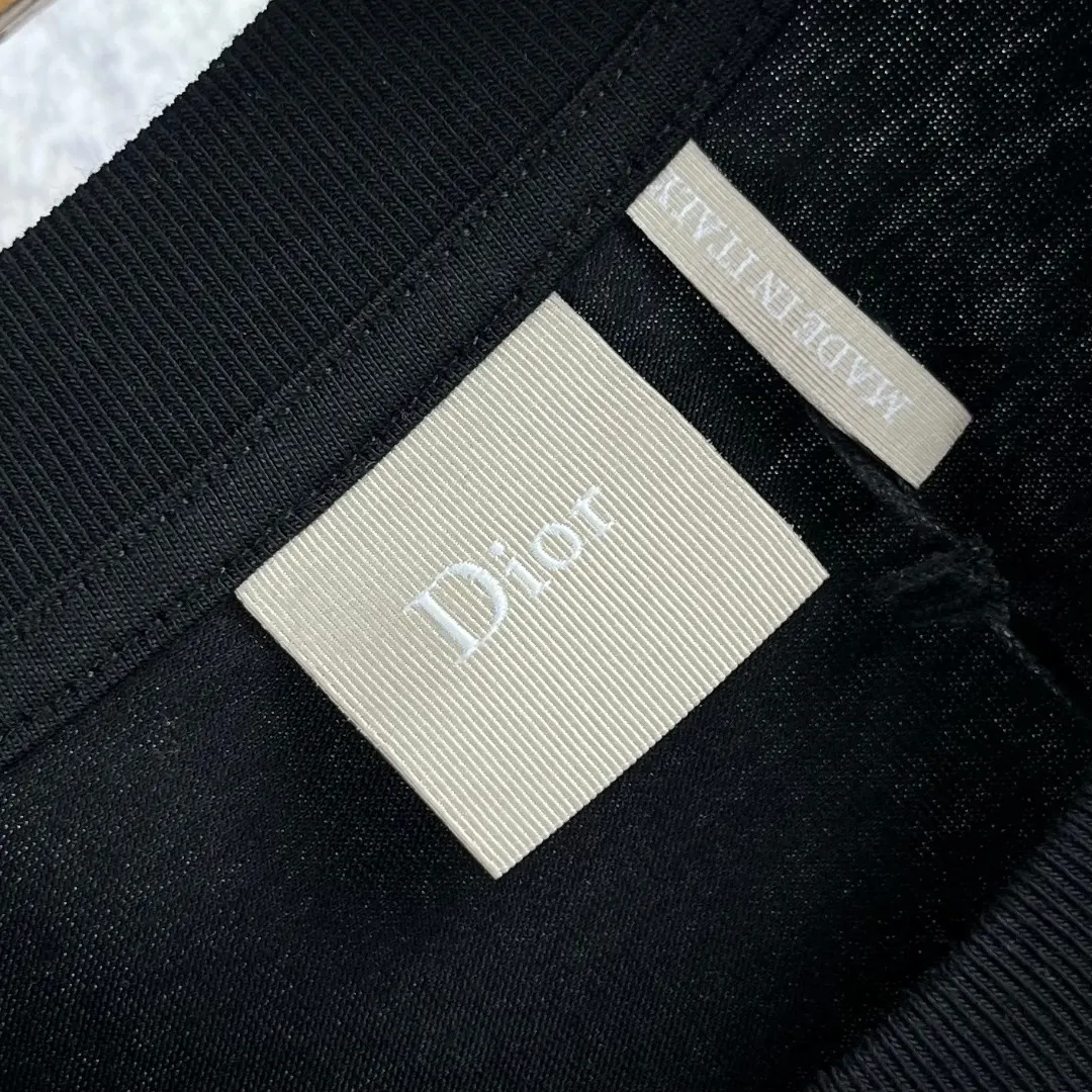 Dior 黑色圆领短袖T恤 绿色刺绣款