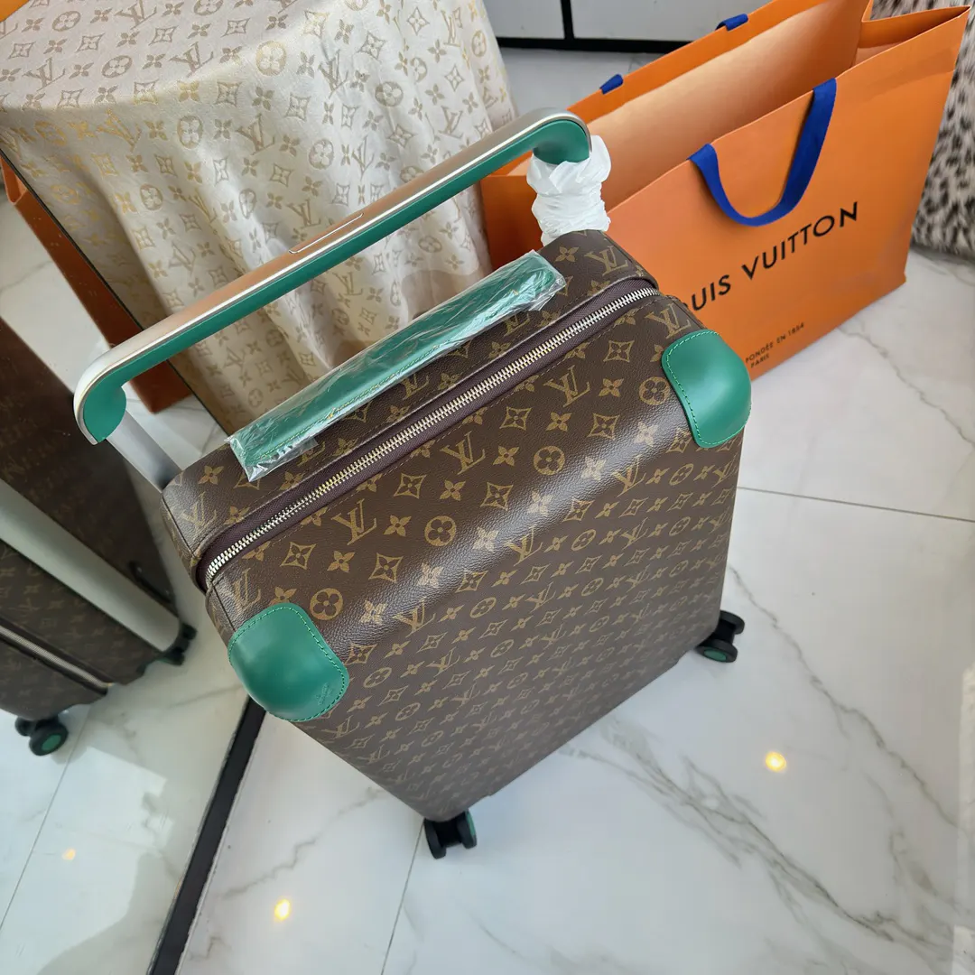 LV 棕色 老花 帆布 ｜ 版 登机行李箱 四轮 旅行拉杆款 輕便出行款