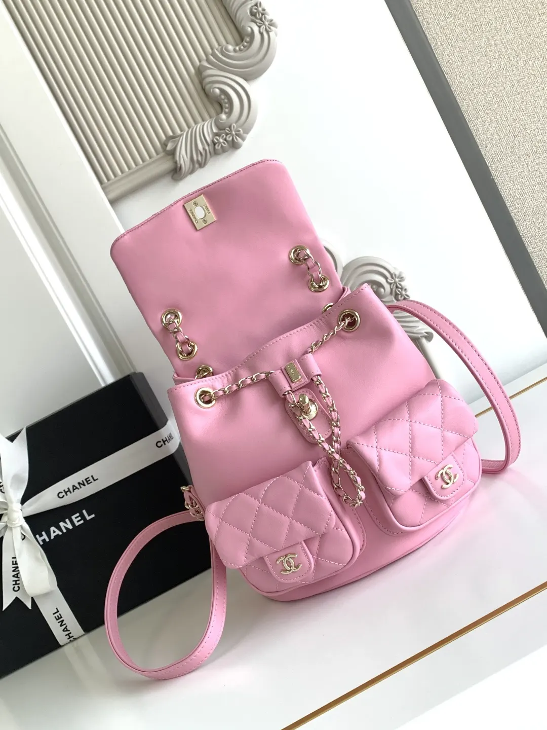 CHANEL 小牛皮 雙肩包 实用雙肩款