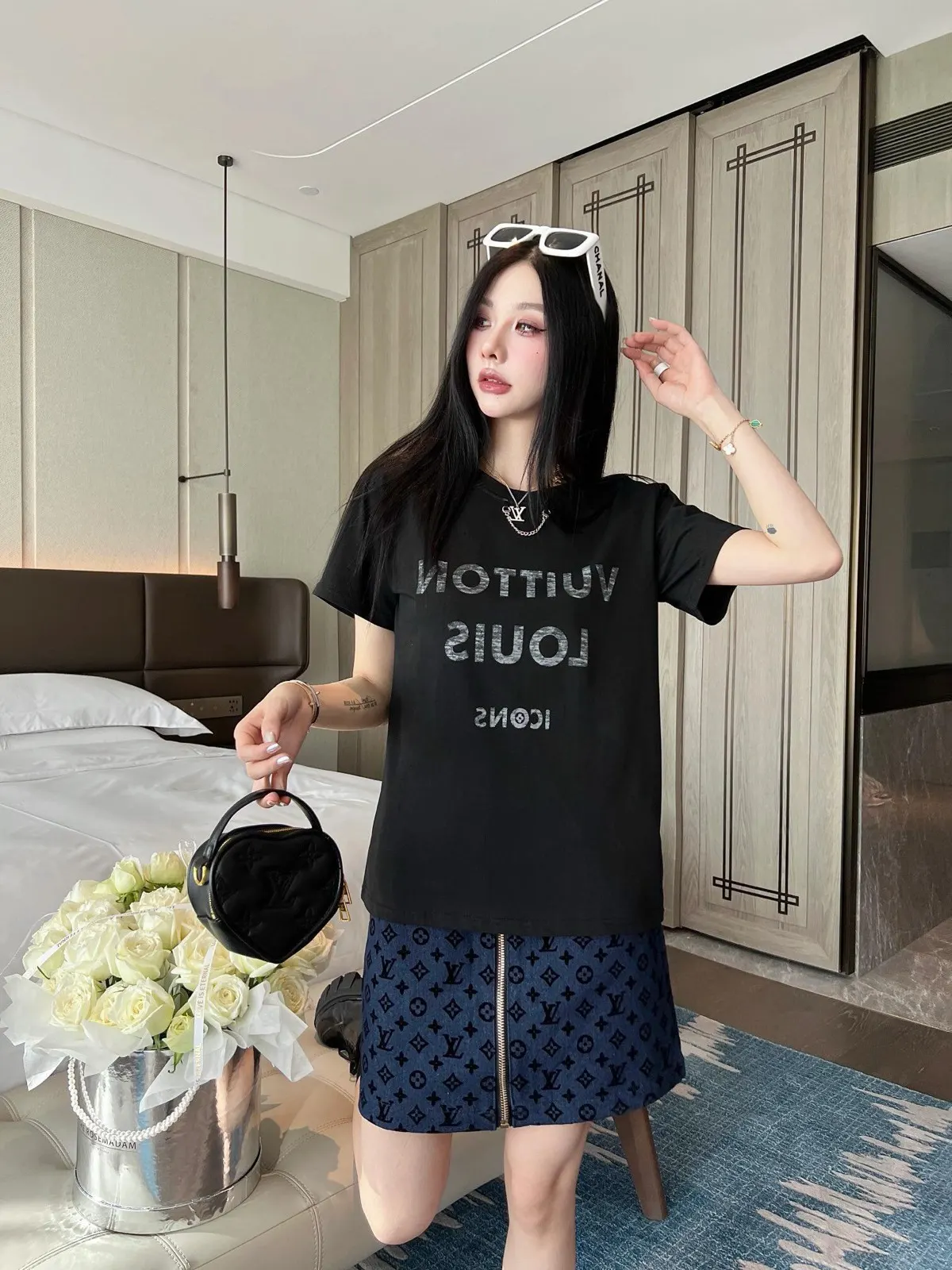 Louis Vuitton Letter Print Short Sleeve T-Shirt