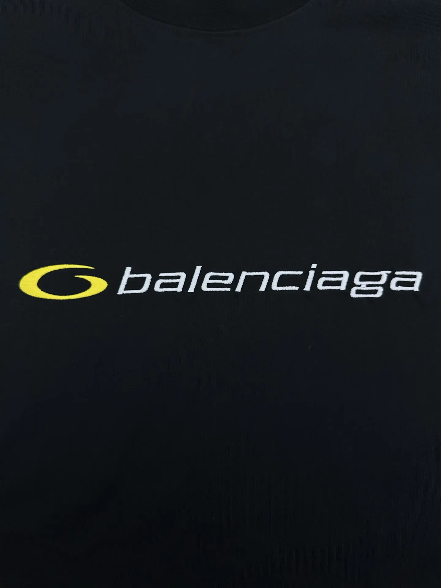 Balenciaga 蓝色 Logo 刺绣 短袖T恤 街头休闲款