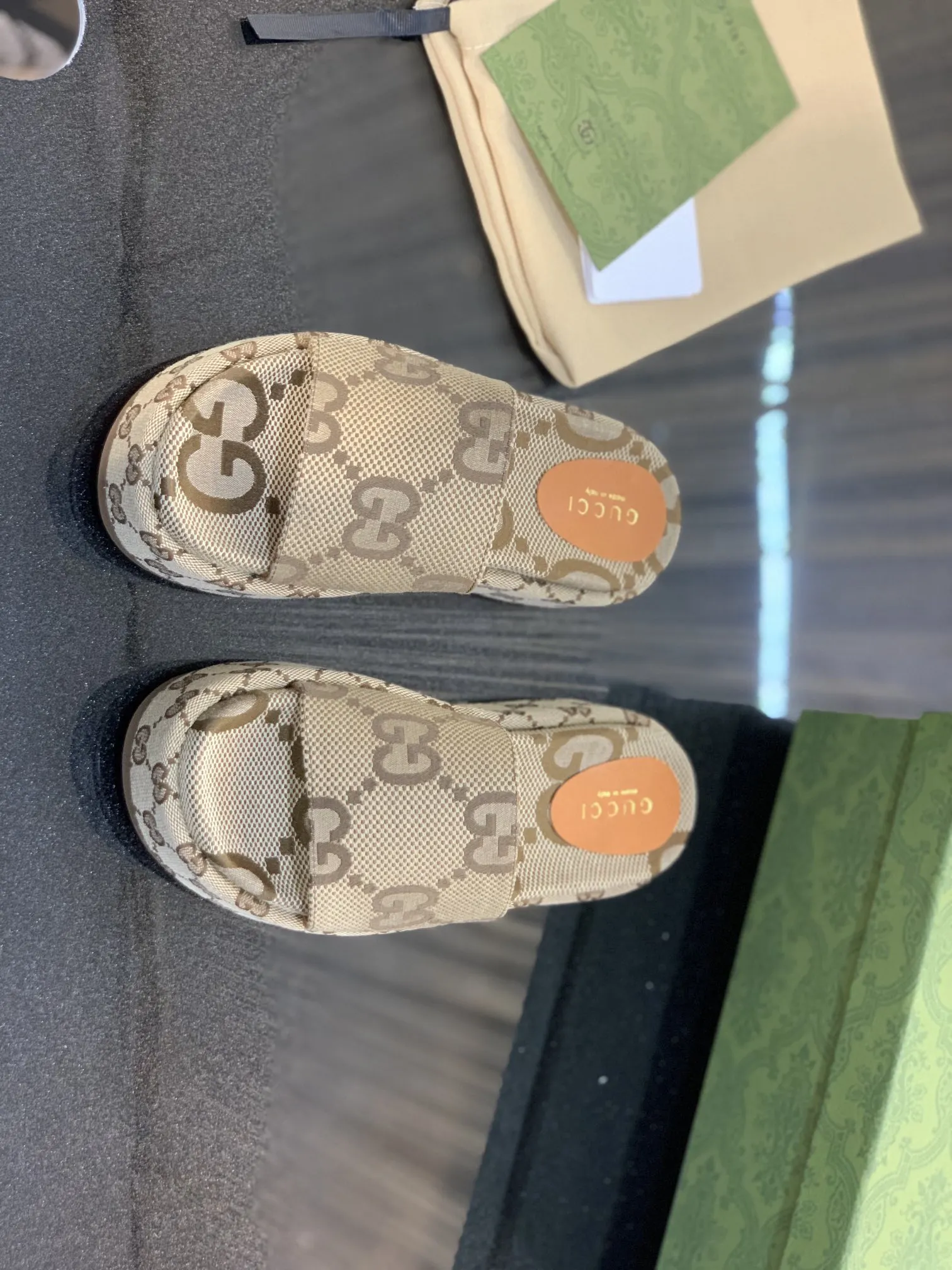 Gucci Denim Monogram Slides