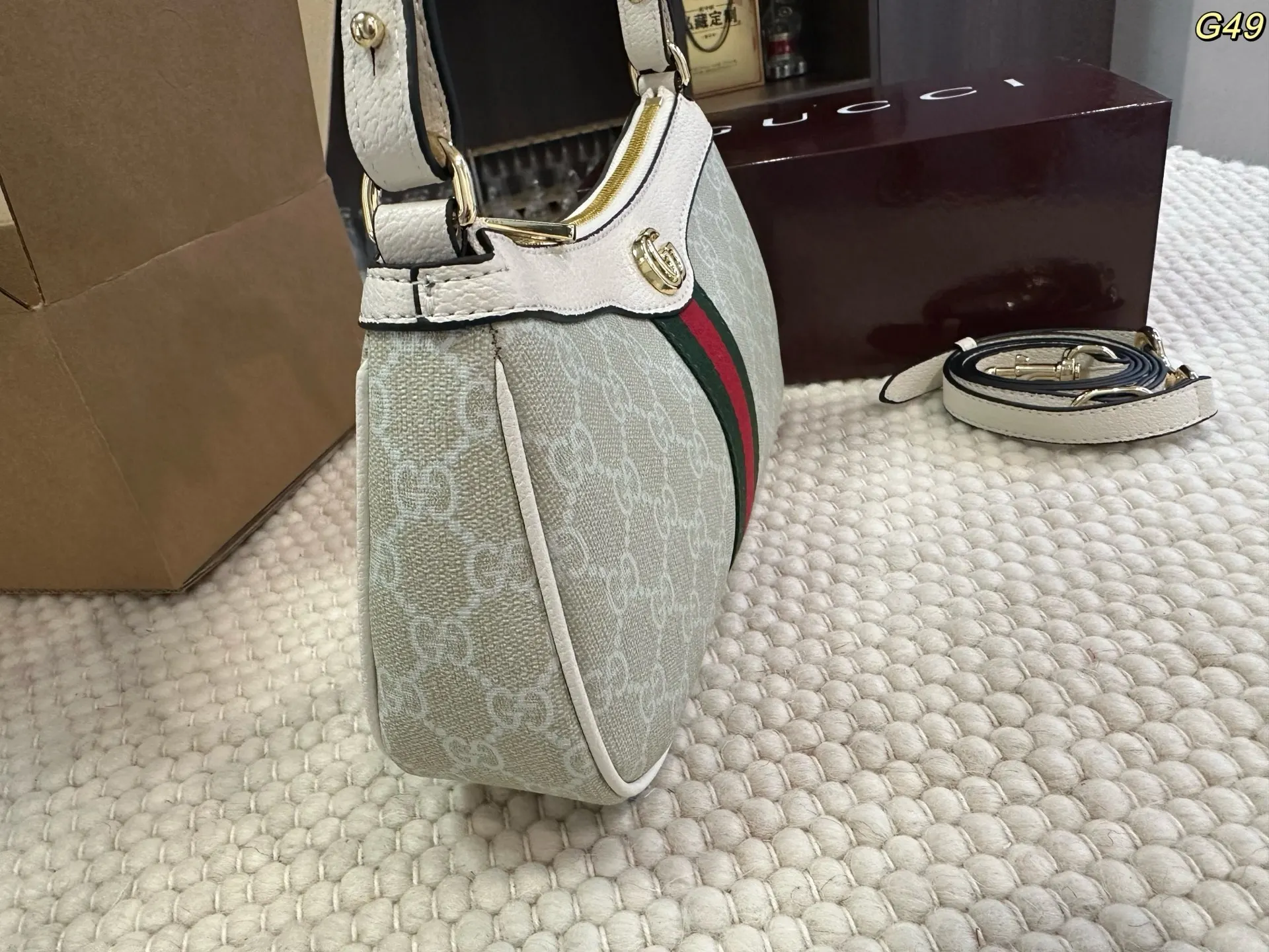 Gucci Monogram Hobo Shoulder Bag Vintage