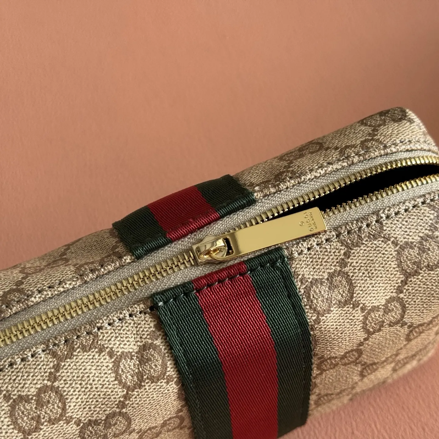 White Pink Cosmetic Pouch Canvas
