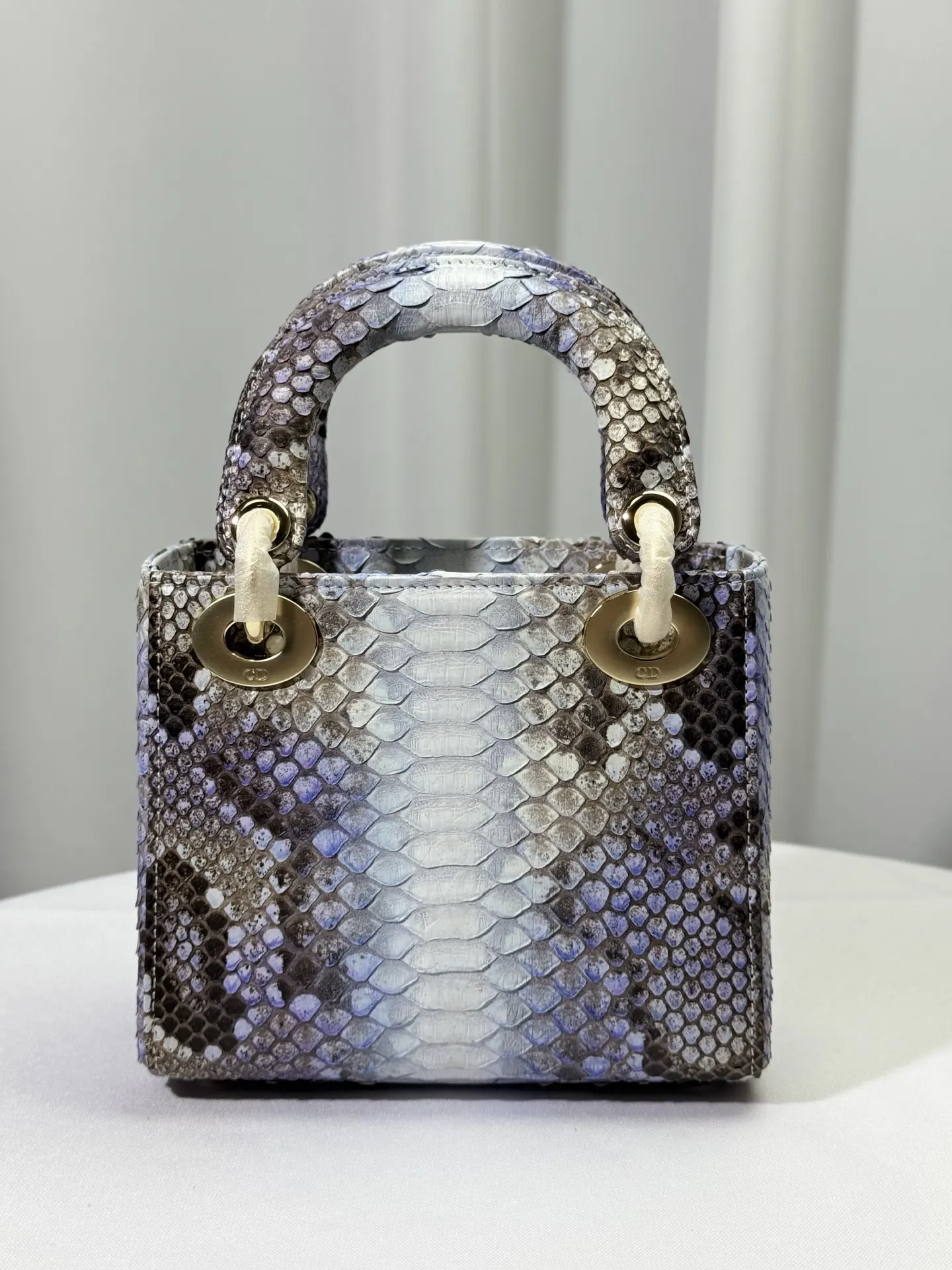Dior Lady Dior Lady 银灰色藤格纹手提斜挎包 小号