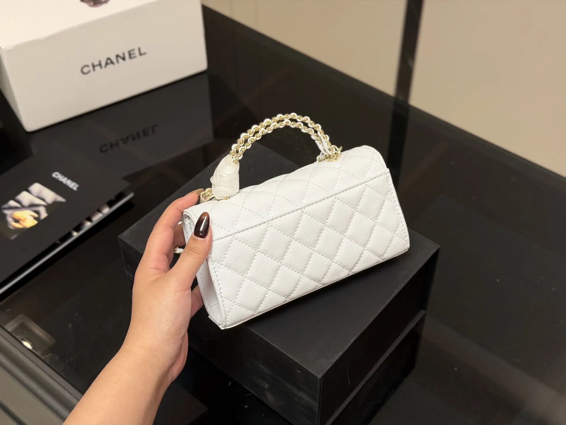 Chanel Top Handle Bag Commuter Leather