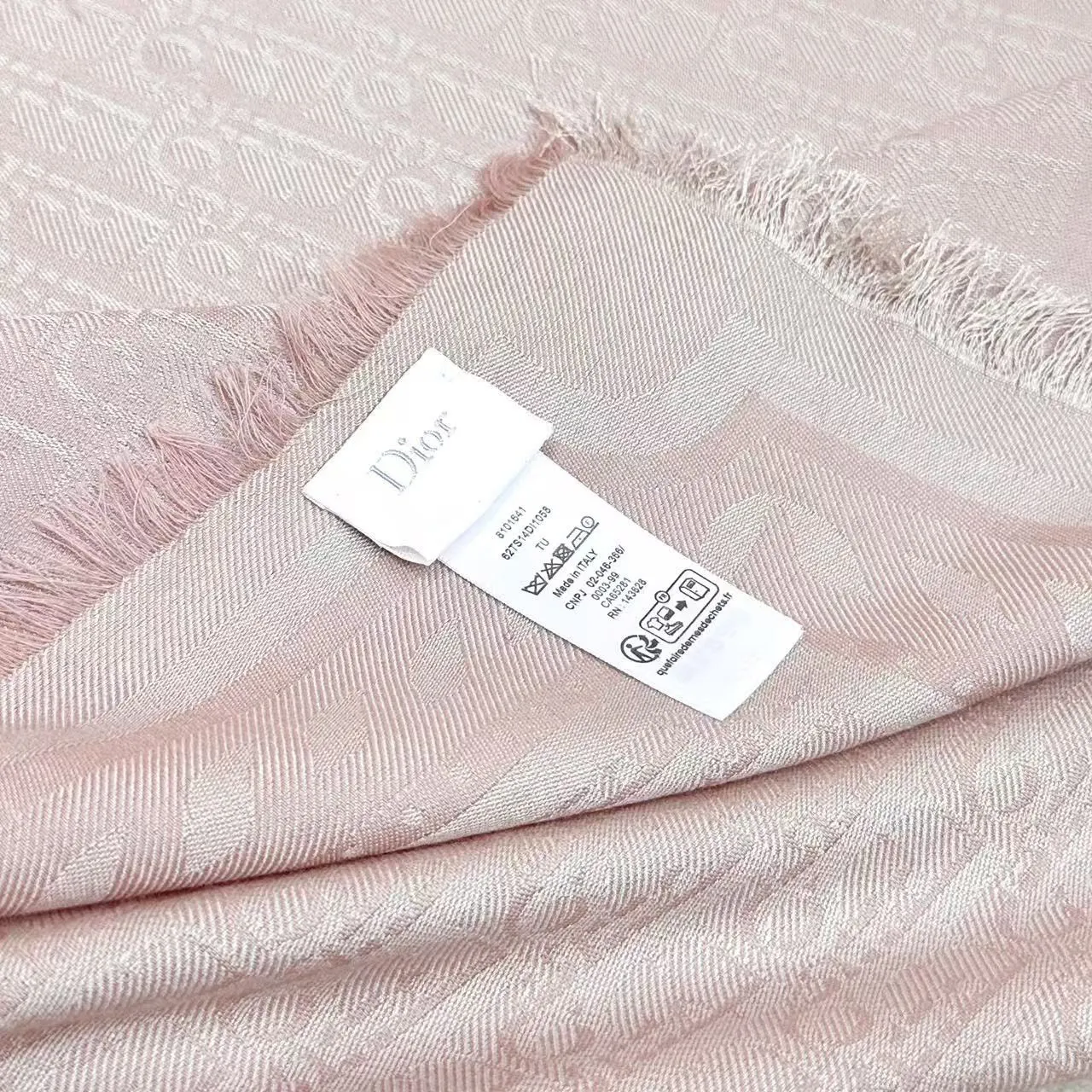 Dior 粉色 羊毛 印花 围巾