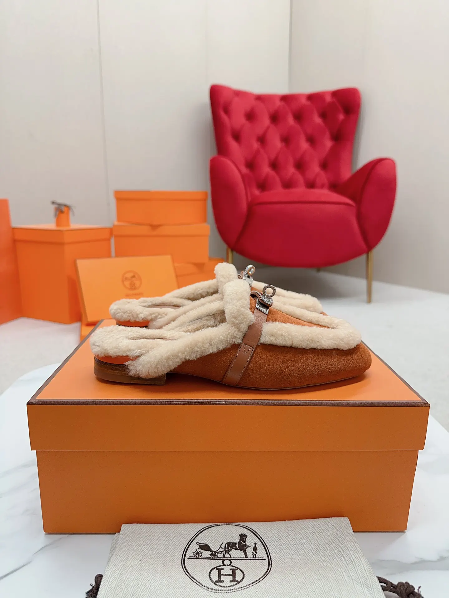 Hermès 小牛皮 拖鞋 舒适