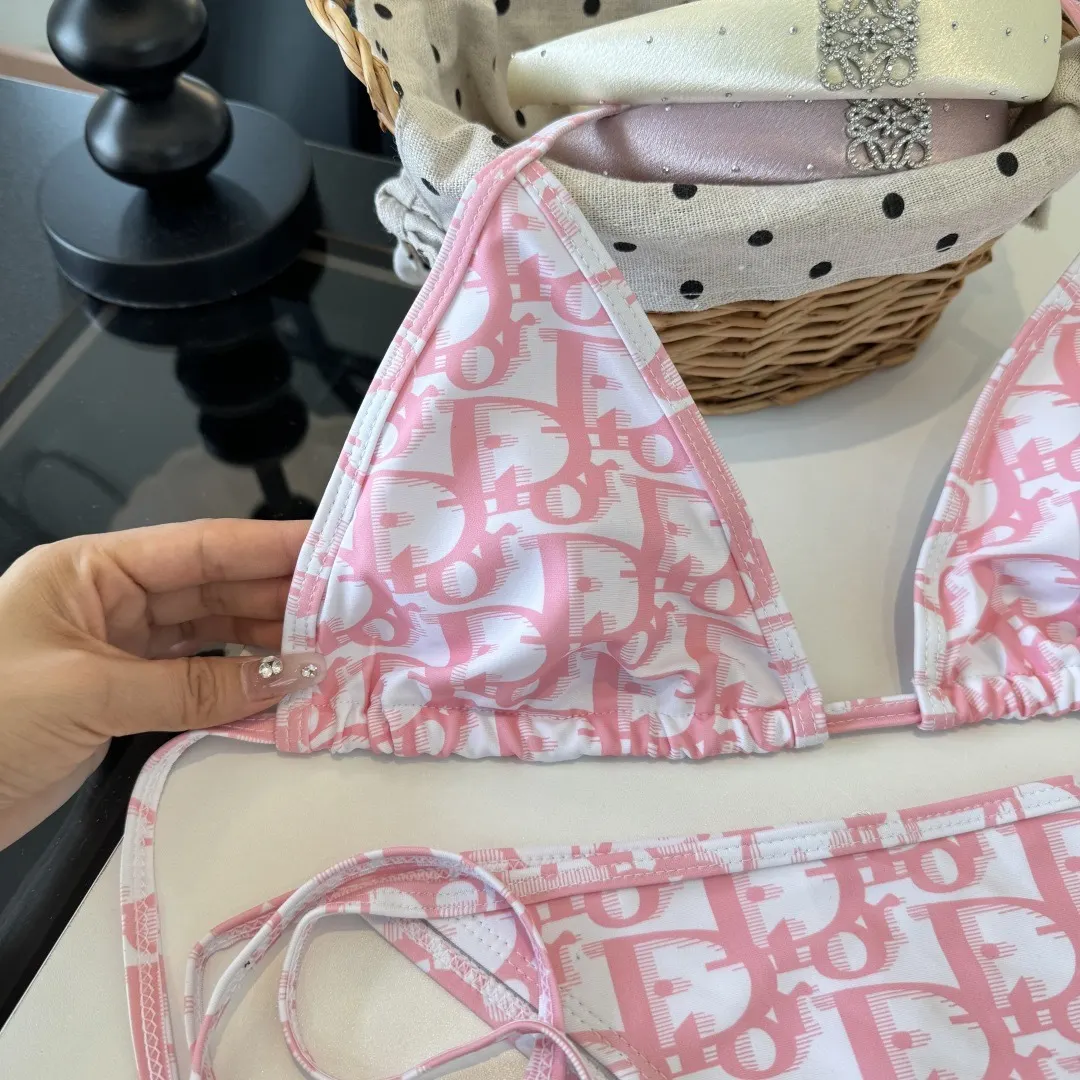 Dior 粉色 印花 泳装