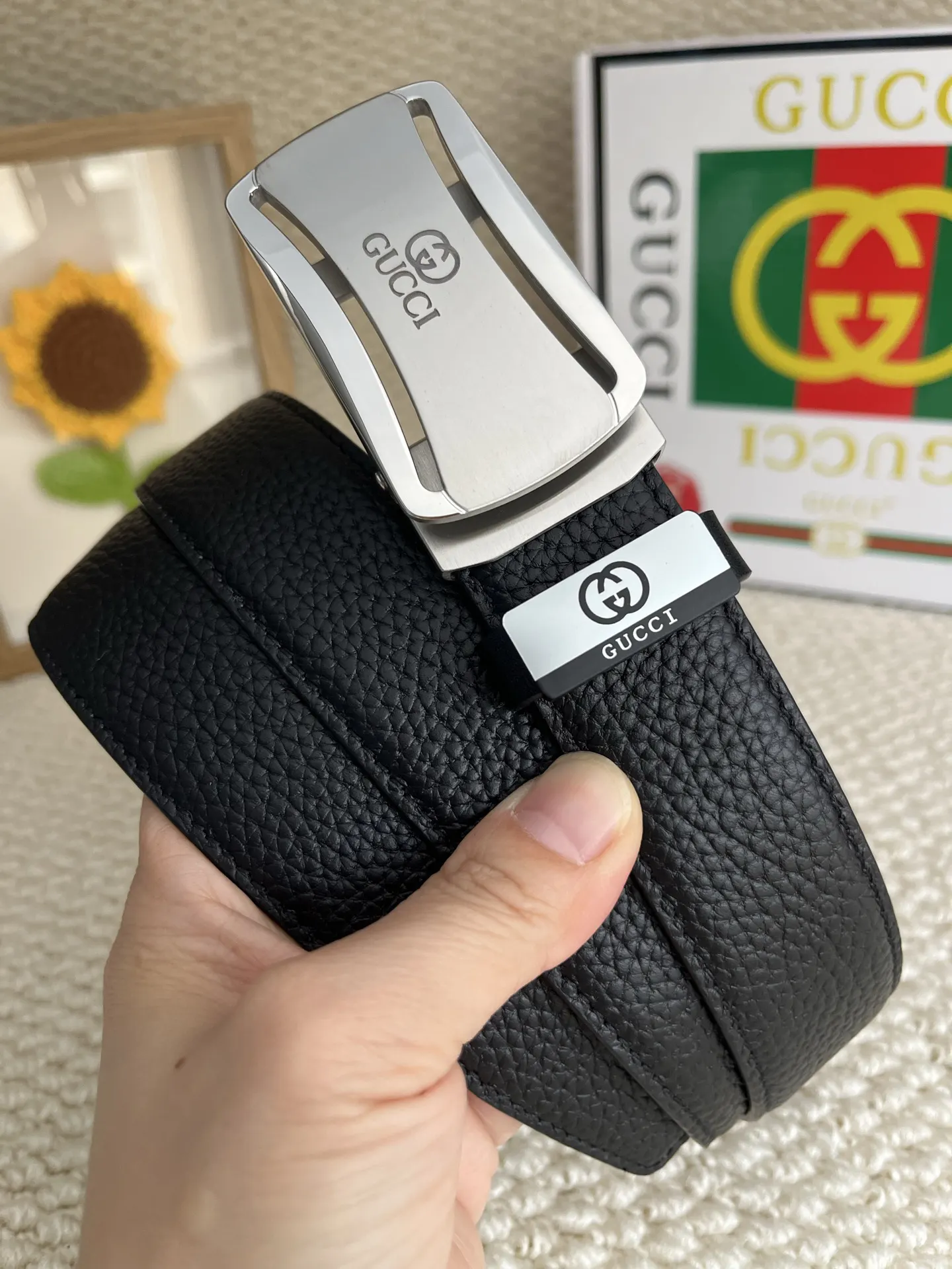 Gucci Double G 雙G扣牛皮腰帶