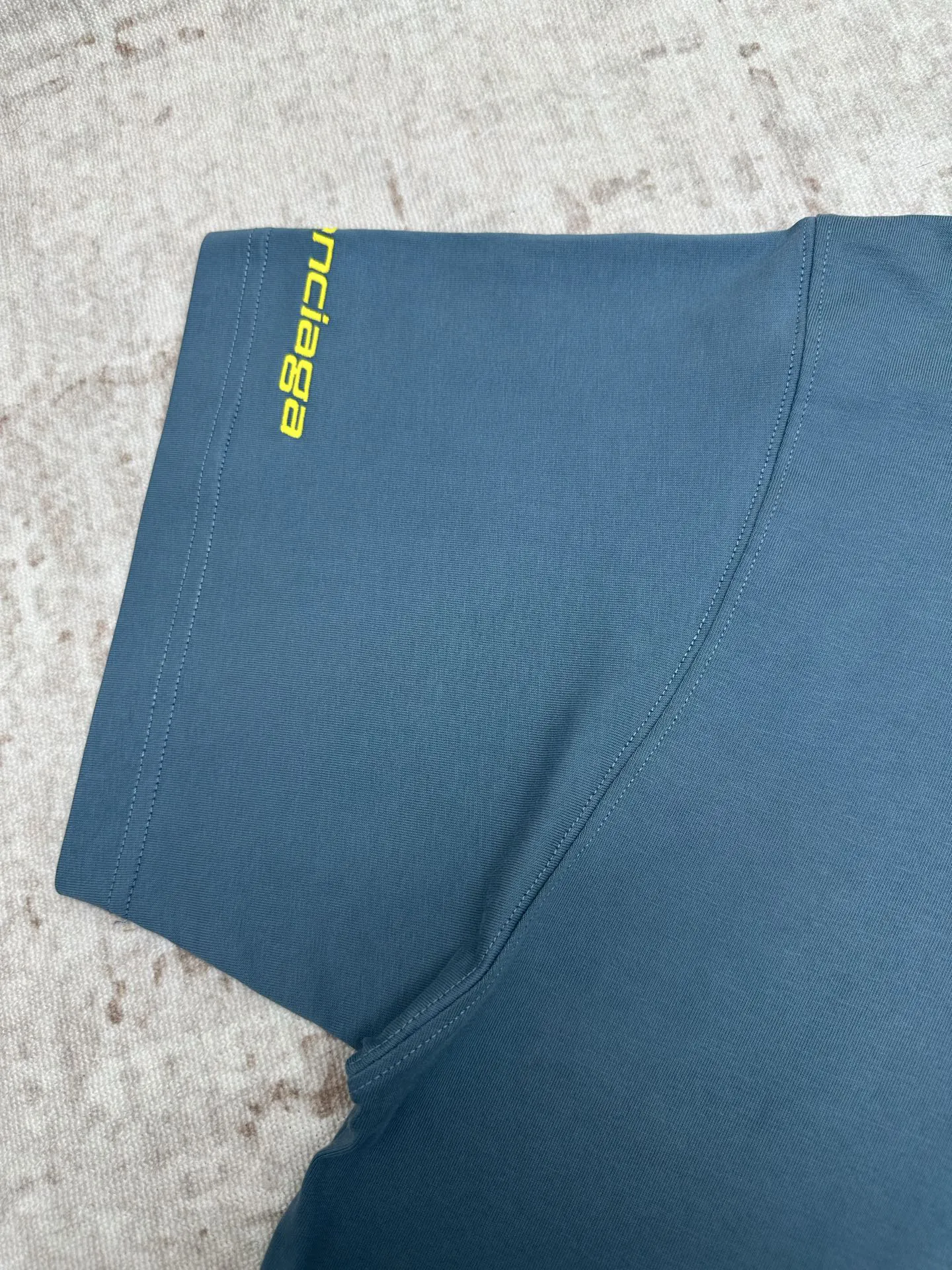 Balenciaga 蓝色 Logo 刺绣 短袖T恤 街头休闲款