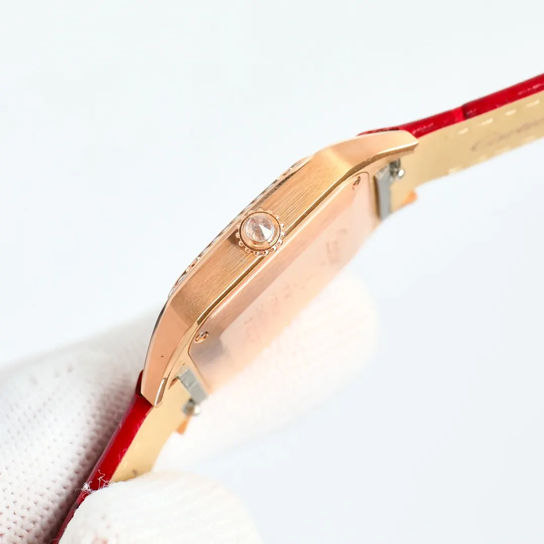 Cartier 藍色 玫瑰金 牛皮 手錶 經典腕表款