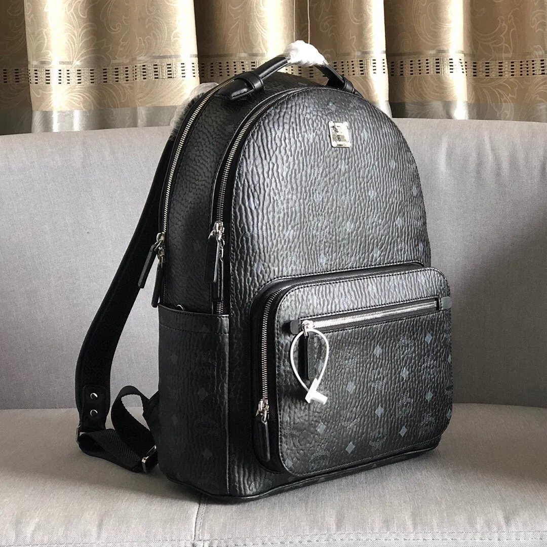 黑色 牛皮 款号 MCM Stark 双肩包 实用双肩款