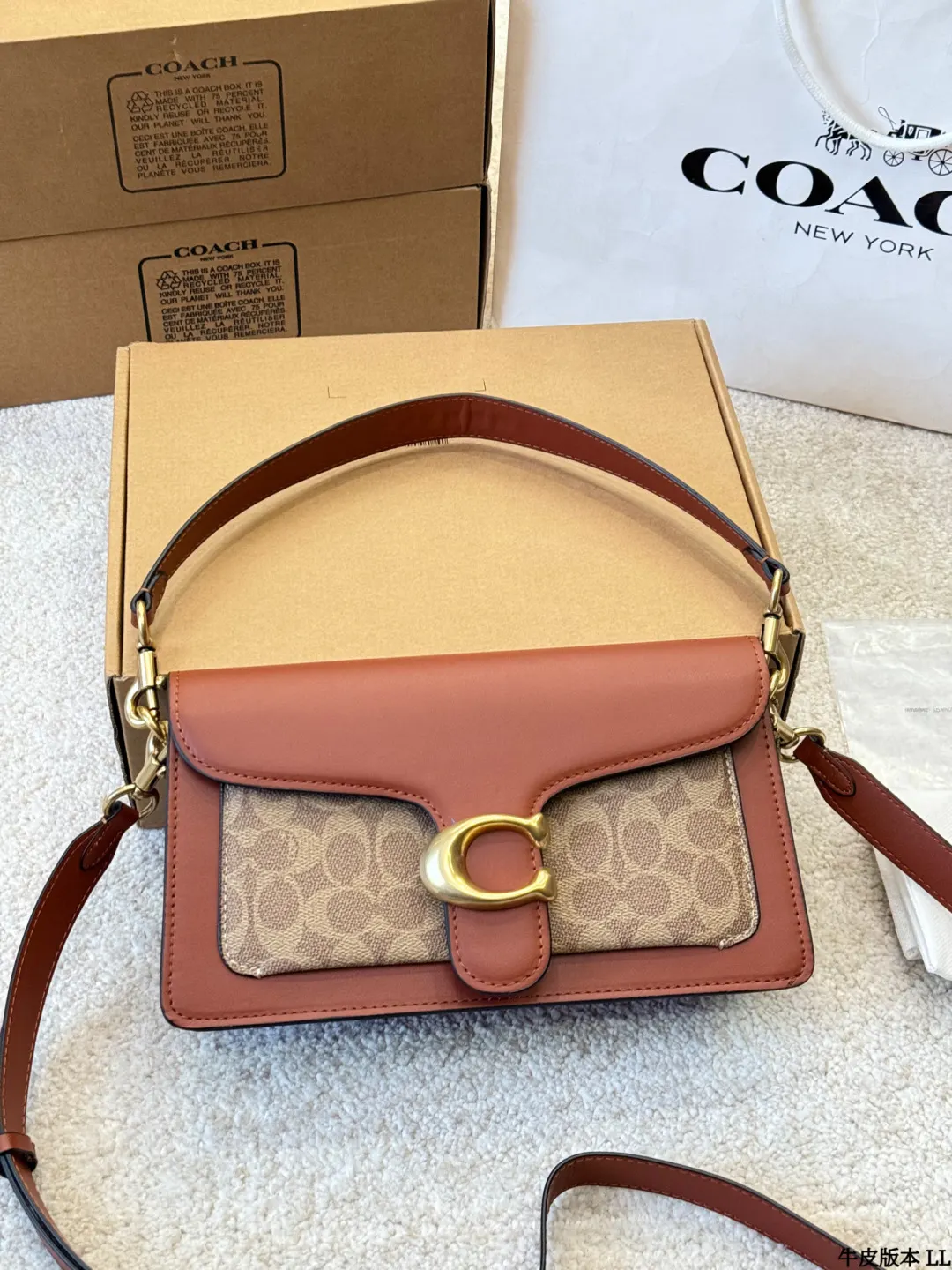 Coach 銀色 牛皮 Tabby 收納包 旅行收納款