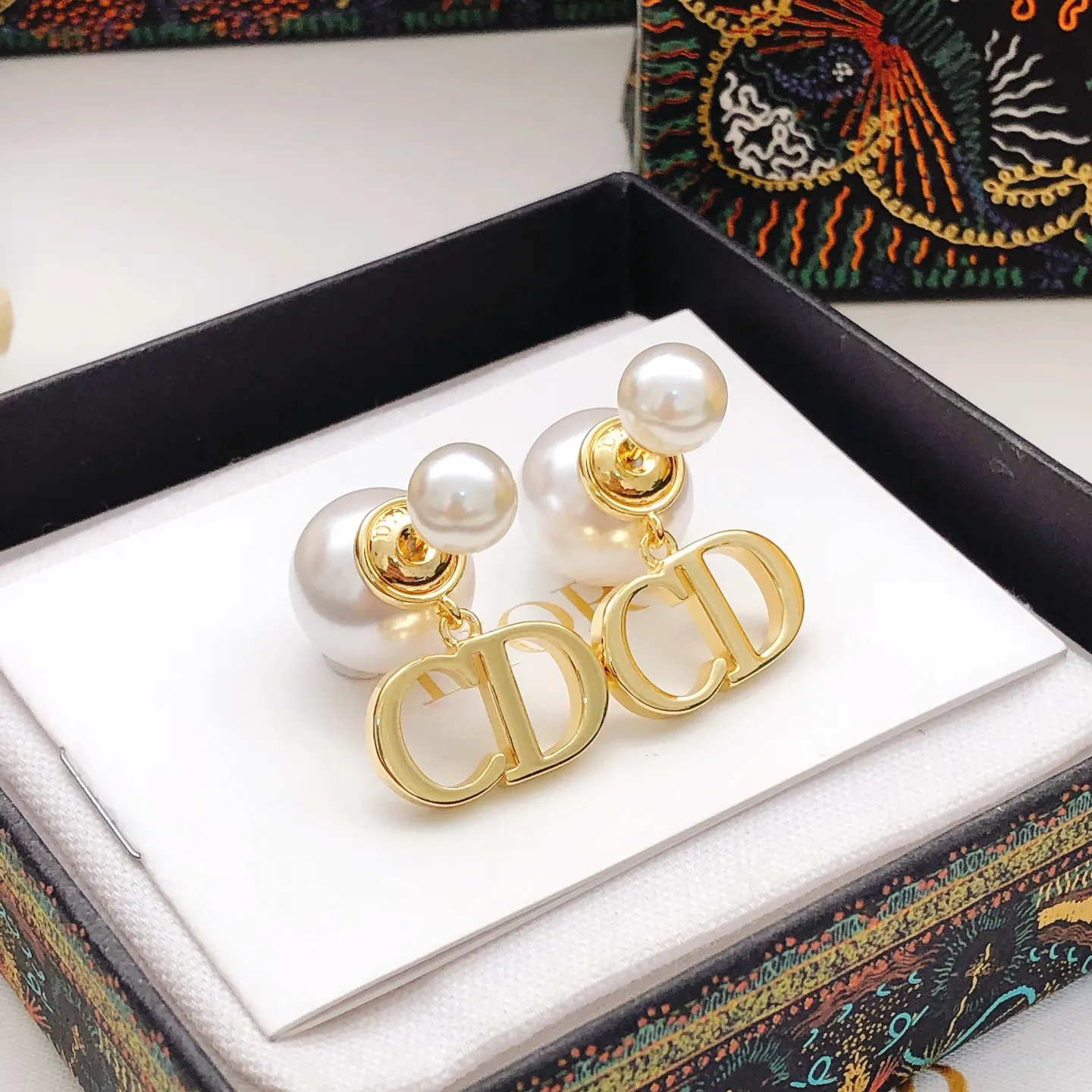 Dior CD金色项链耳饰套装 礼盒款