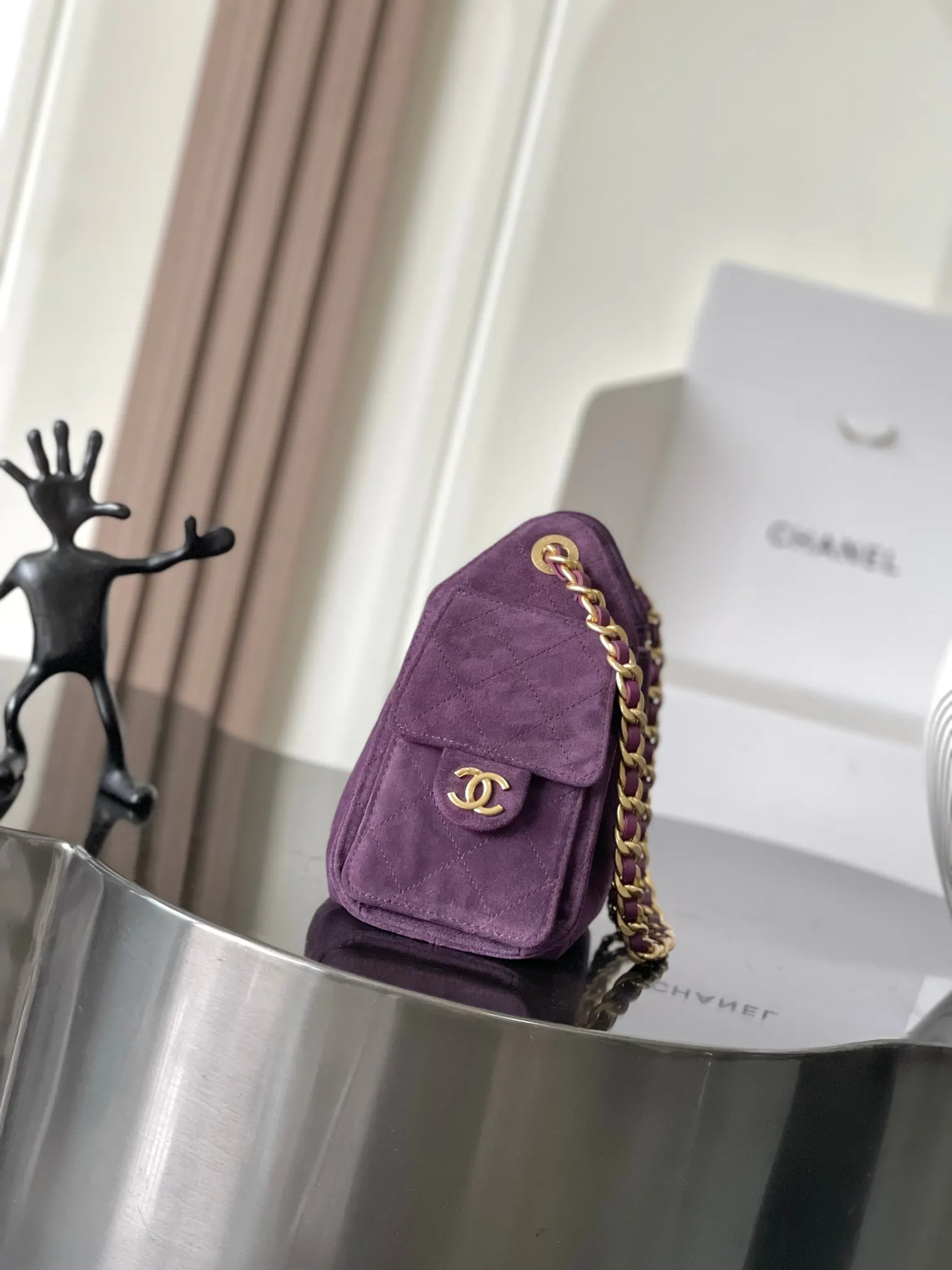 Chanel 紫色牛皮Hobo腋下包 单肩