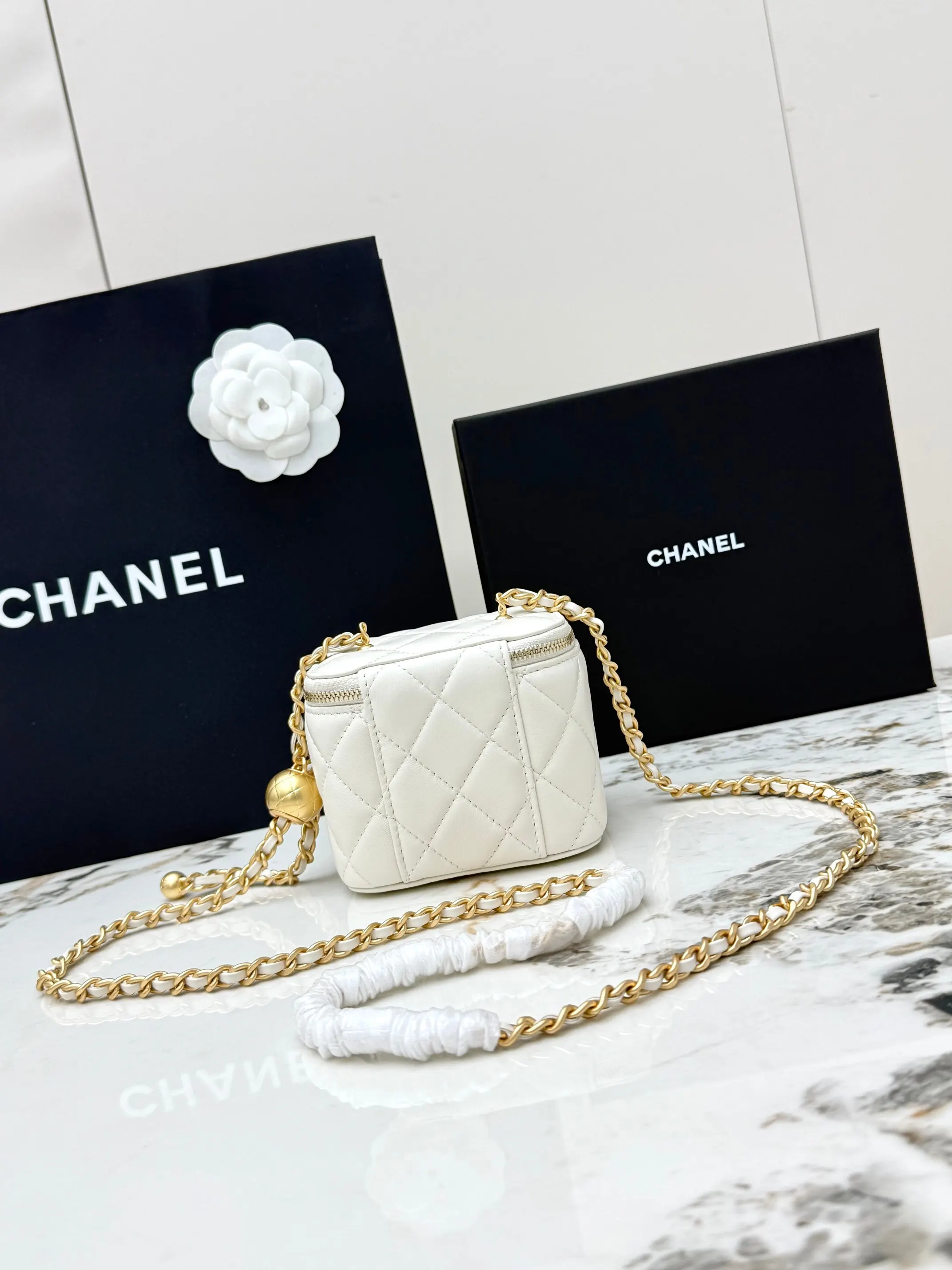CHANEL 金色 羊皮 链条包 精致链条款
