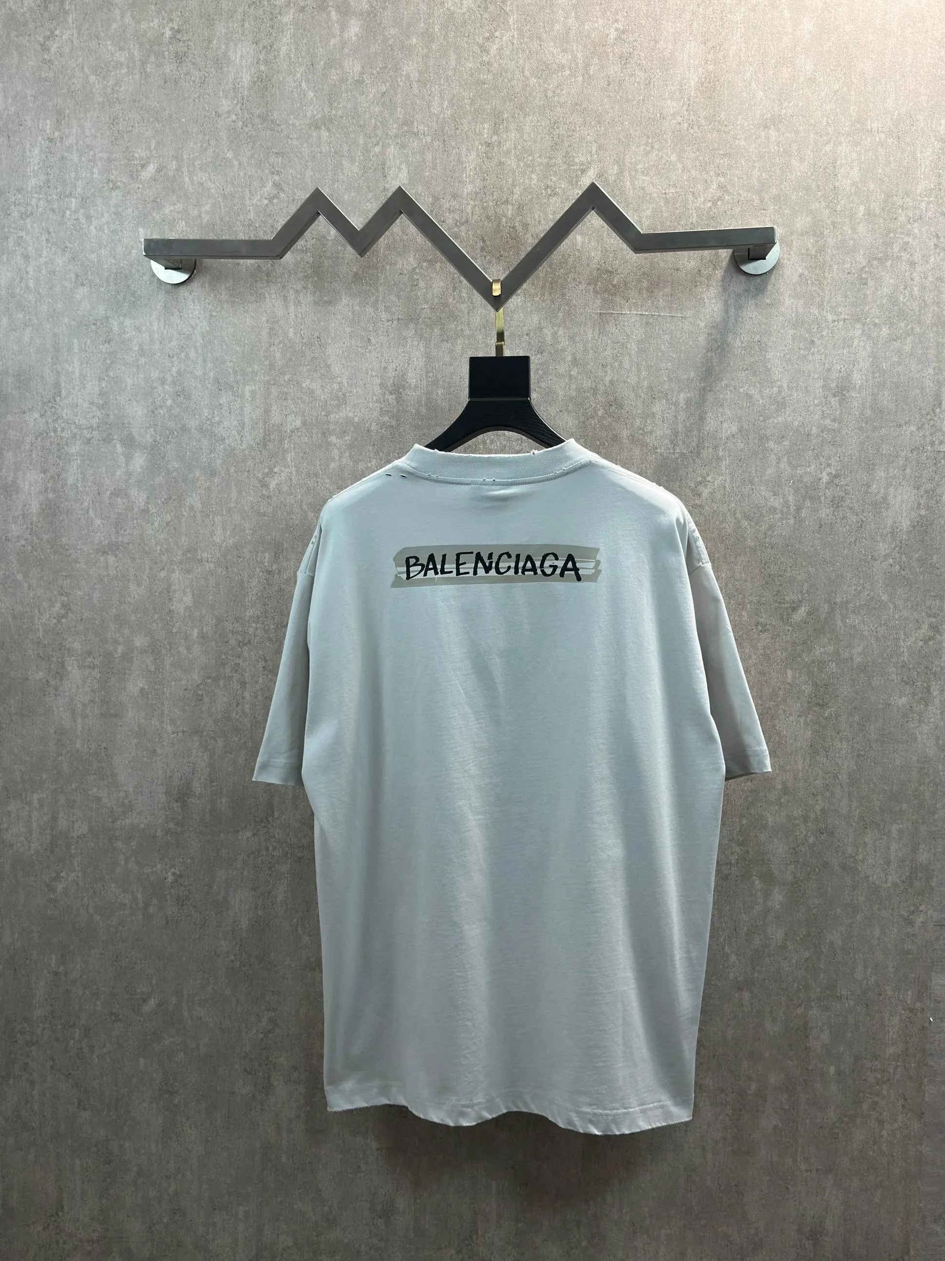 Balenciaga 灰色 字母 印花 短袖T恤 街头休闲款