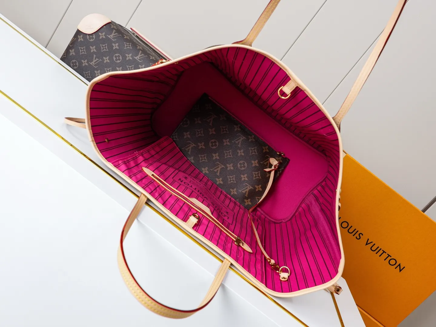 Neverfull 老花 牛皮 托特包 大容量托特款