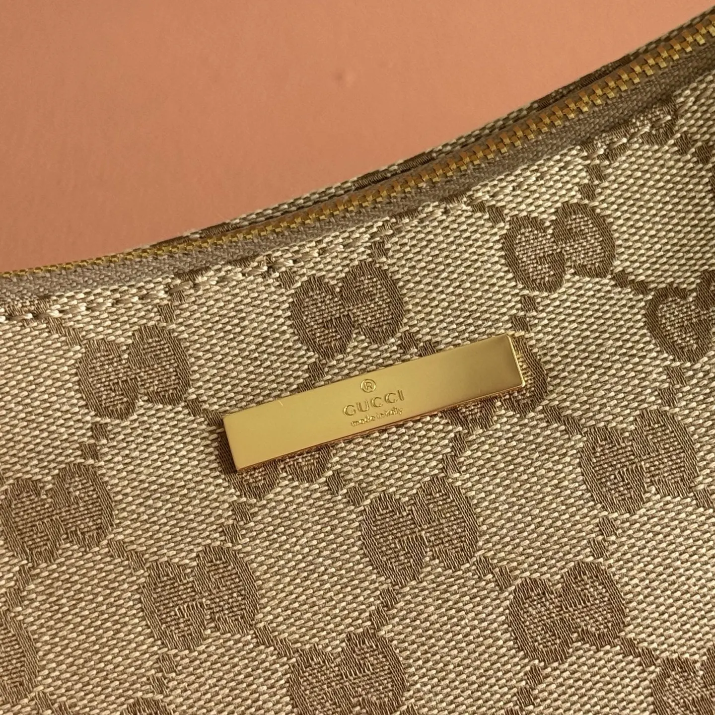 Gucci Blue Brown Hobo Shoulder Bag Vintage Canvas