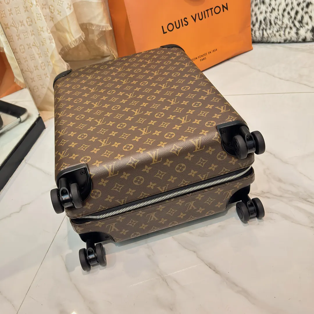 LV 黑色 棕色 帆布 ｜ 版 登机行李箱 四轮 旅行拉杆款 輕便出行款