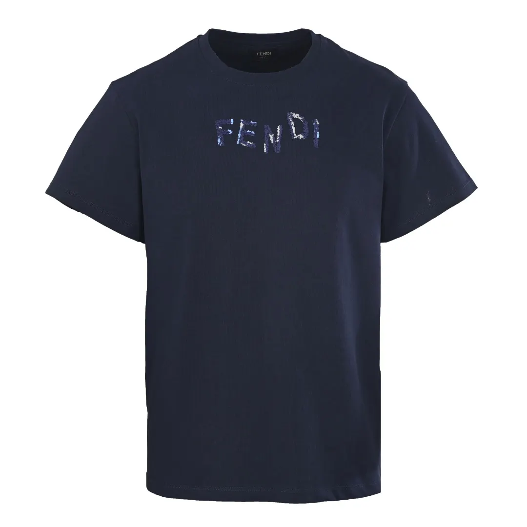 Fendi 藏青 字母 刺繡 短袖T恤 日常百搭款(數字2) Fendi 藏青 字母 刺繡 短袖T恤 日常百搭款(數字2)