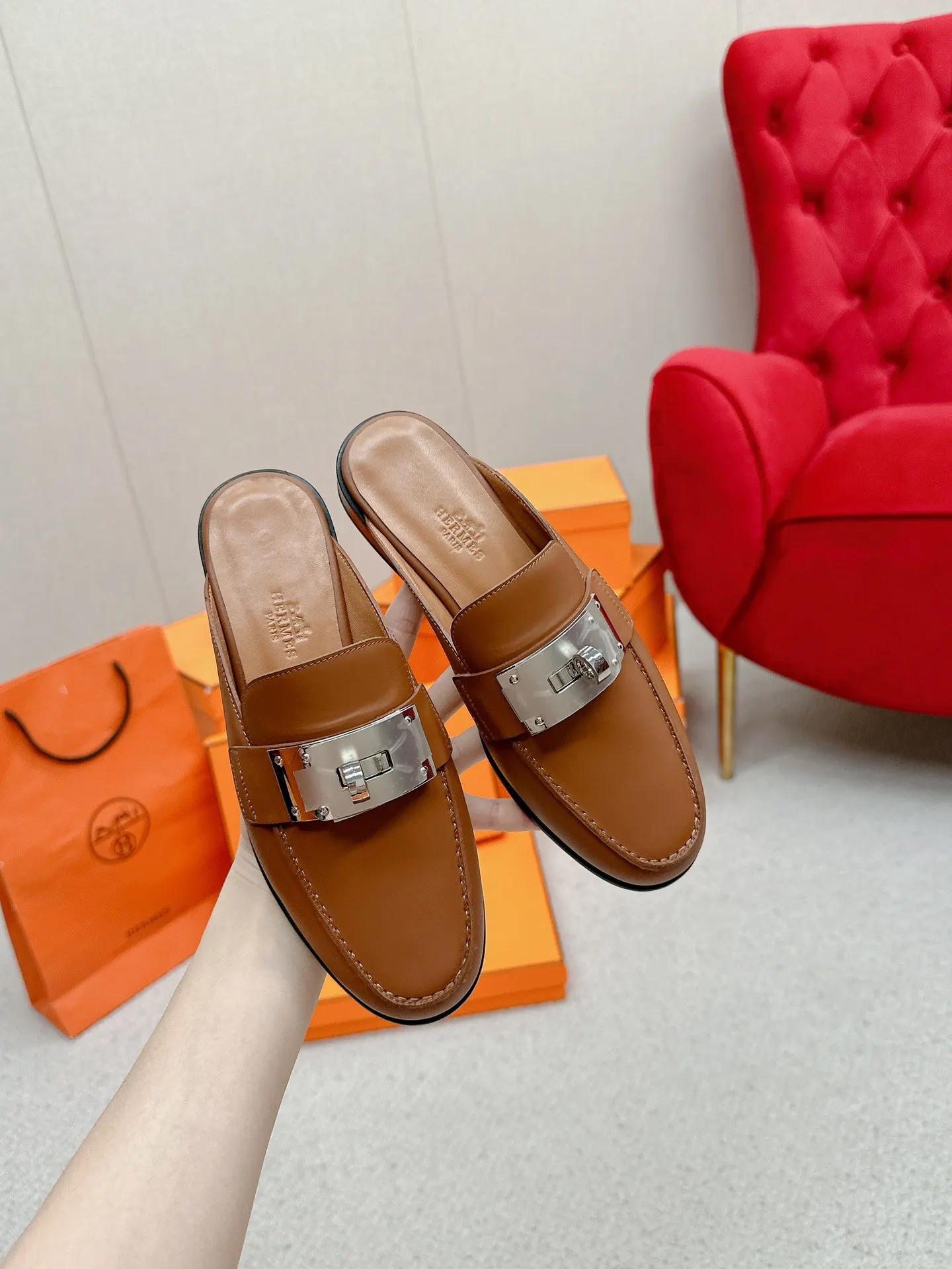 Hermès 小牛皮 拖鞋 舒适
