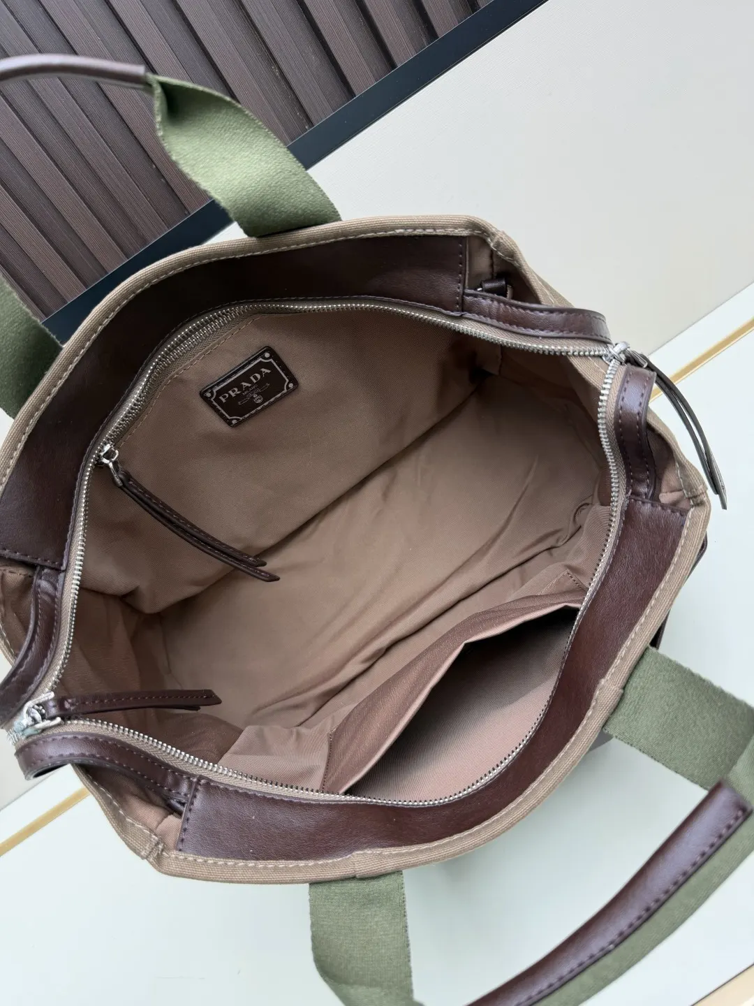 Prada Brown Crossbody Bag Commuter Canvas