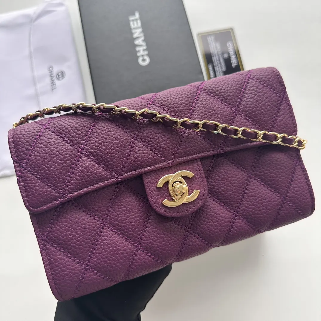 Purple Chain Bag Classic Leather