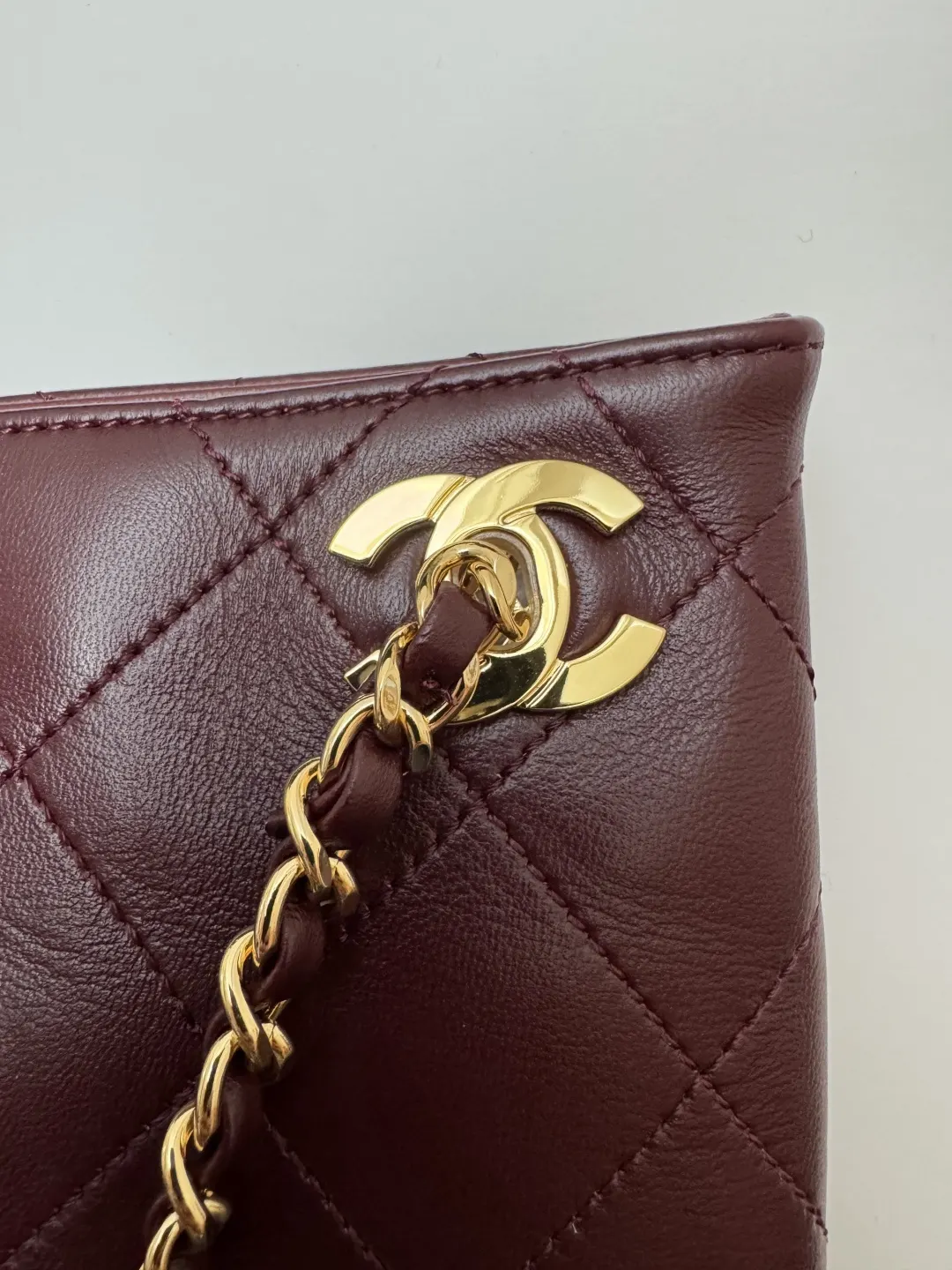 CHANEL 酒紅 羊皮 托特包 大容量托特款